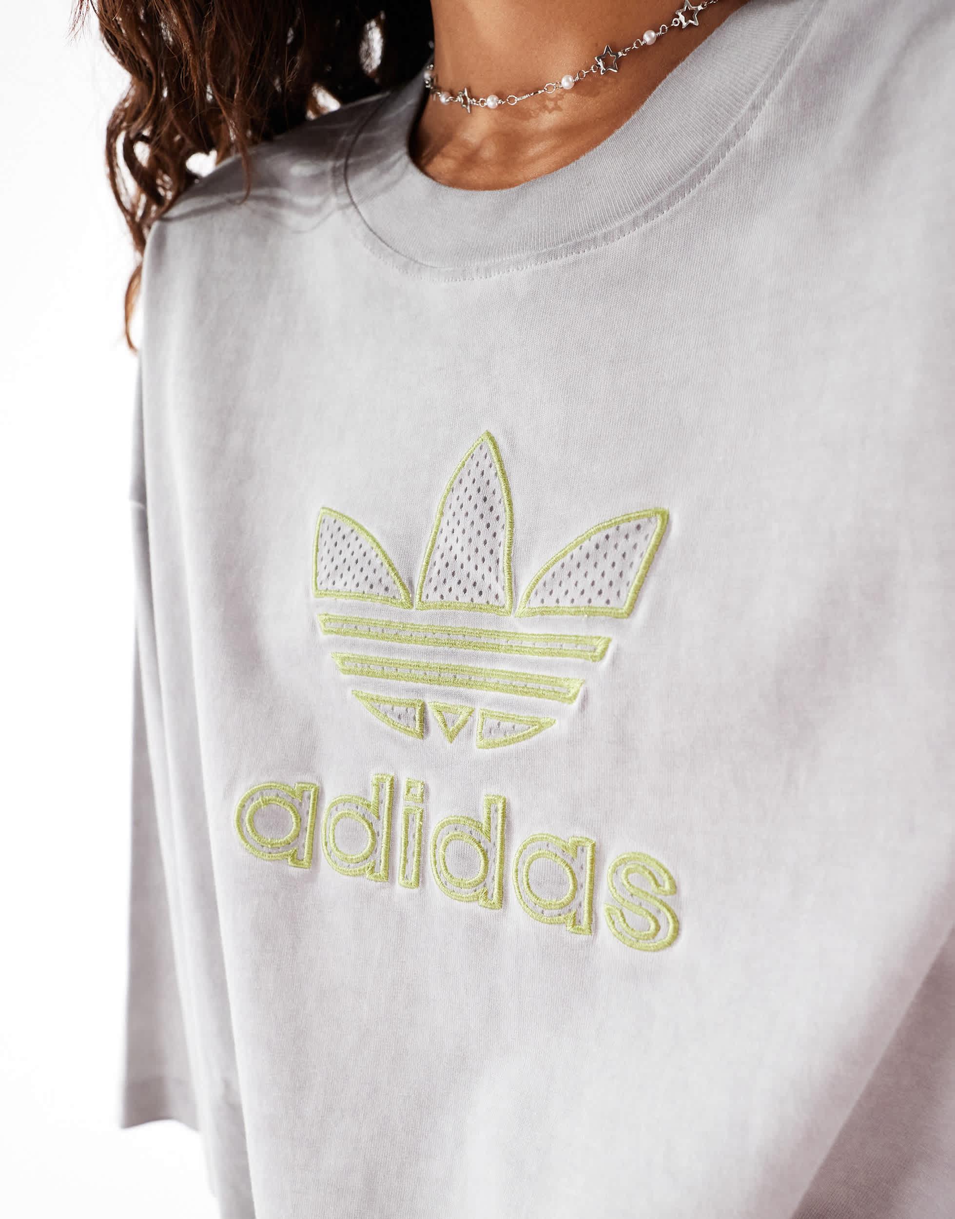 adidas Originals Adilenium Oversized Trefoil Tee in Grey Lyst
