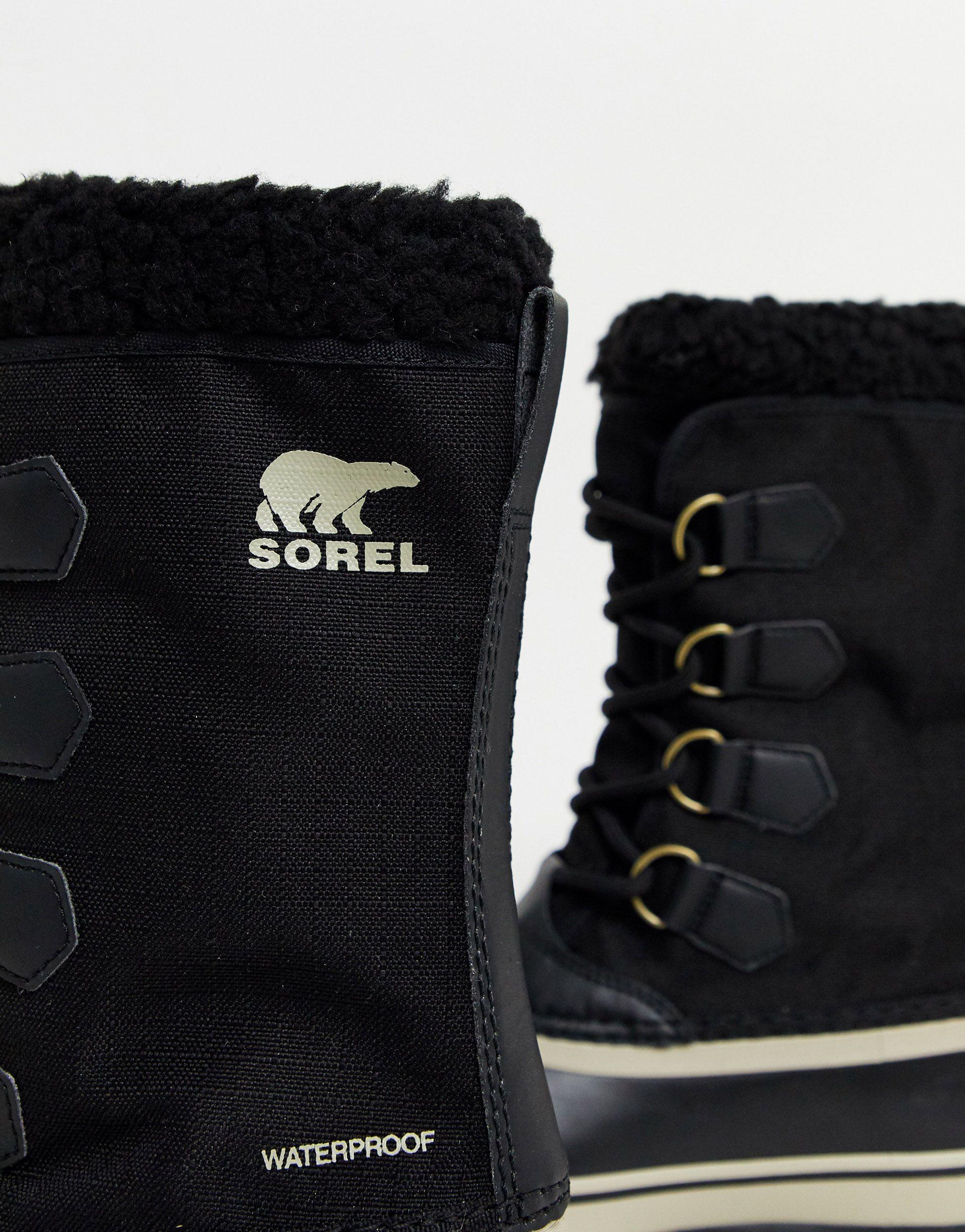 sorel men's 1964 pac nylon winter boots black white