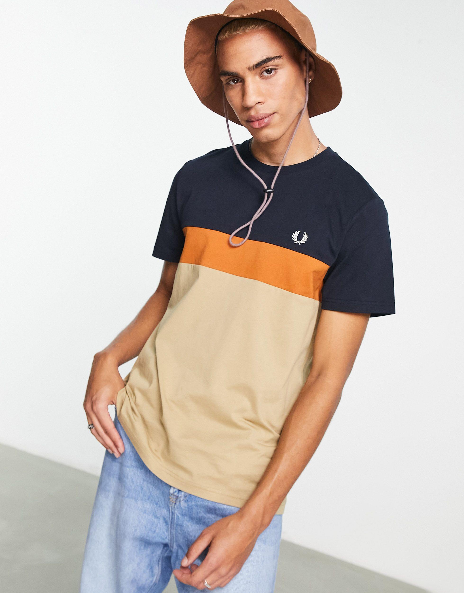 Fred Perry Colour Block T-shirt in Blue for Men | Lyst