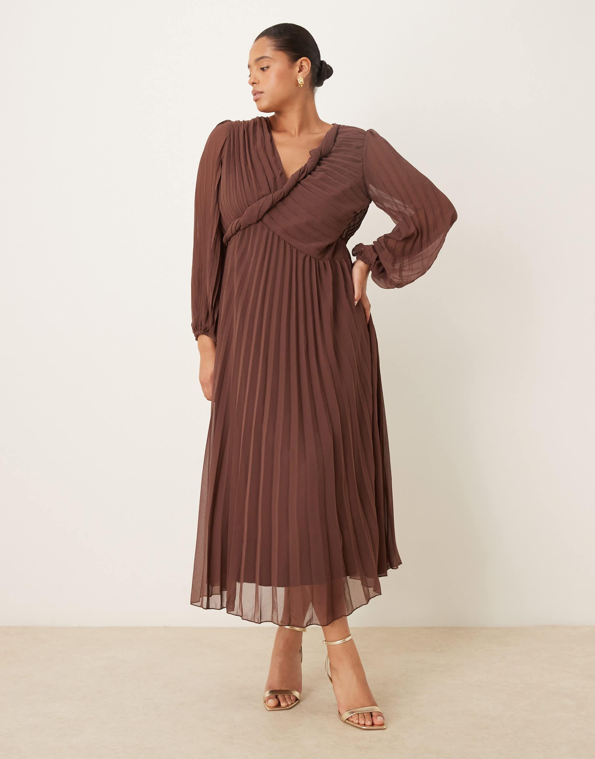 asos design twist and drape front midi dress ASOS DESIGN twist and drape front midi dress