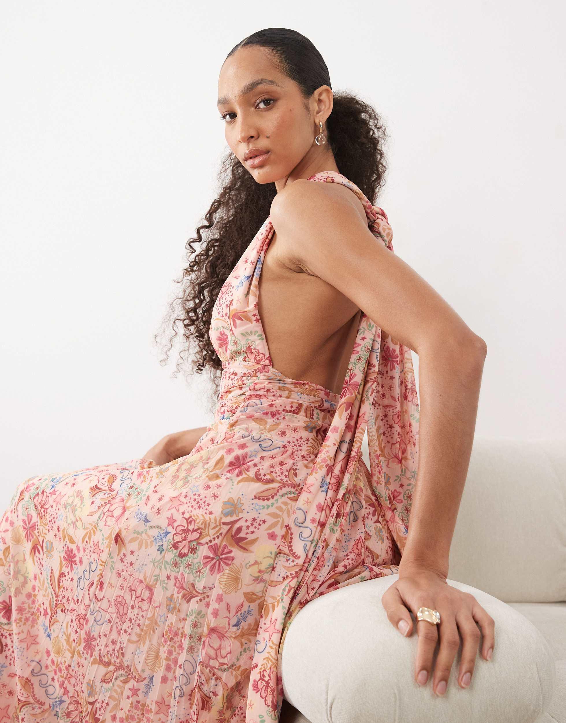 abercrombie pink floral dress Abercrombie Floral-print Tiered Mini Dress