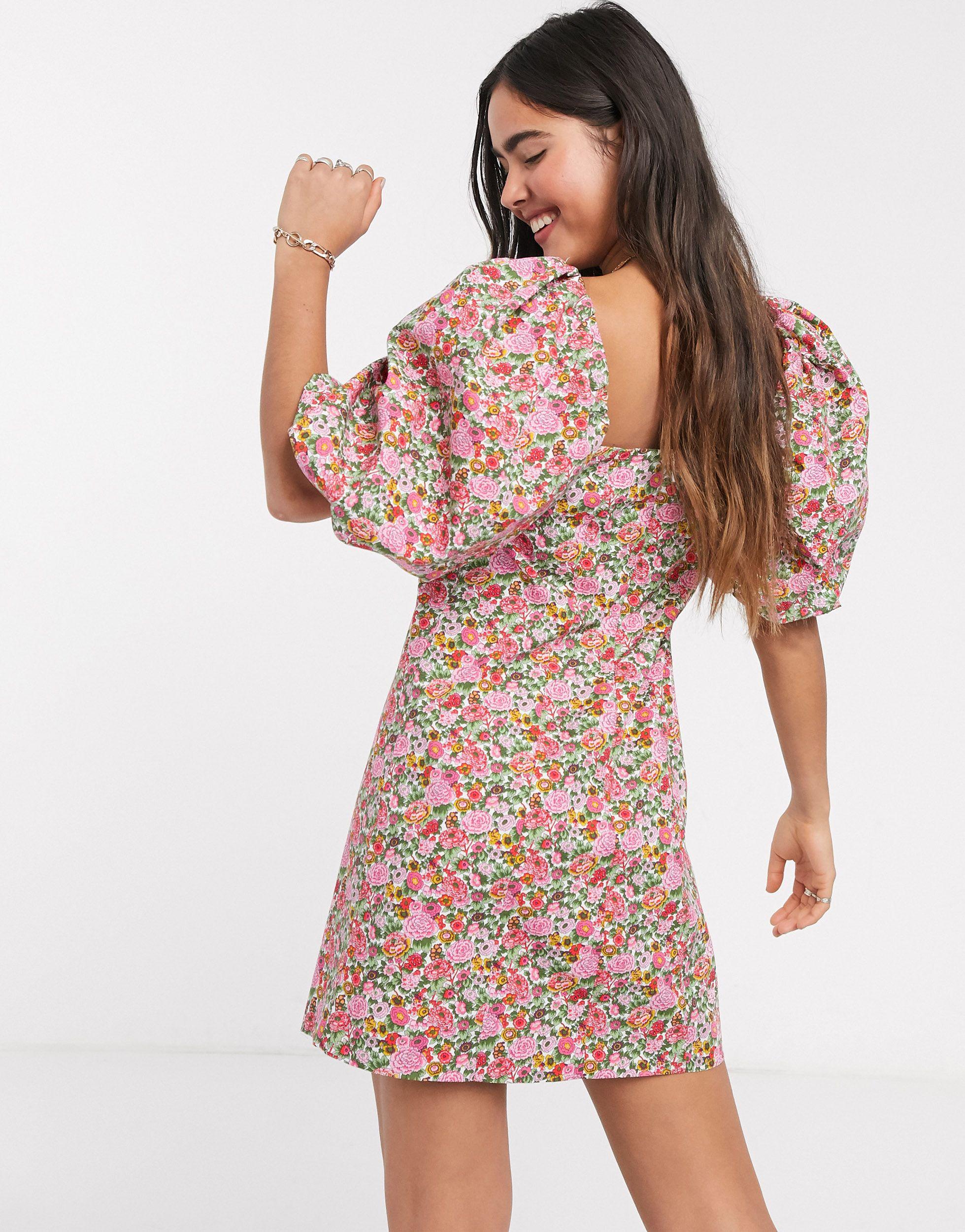 Checked Jacquard Volume Sleeve Dress