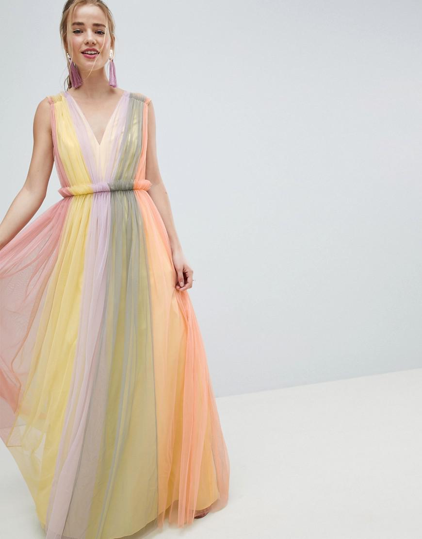 ASOS Tulle Maxi Dress In Pastel Color ...