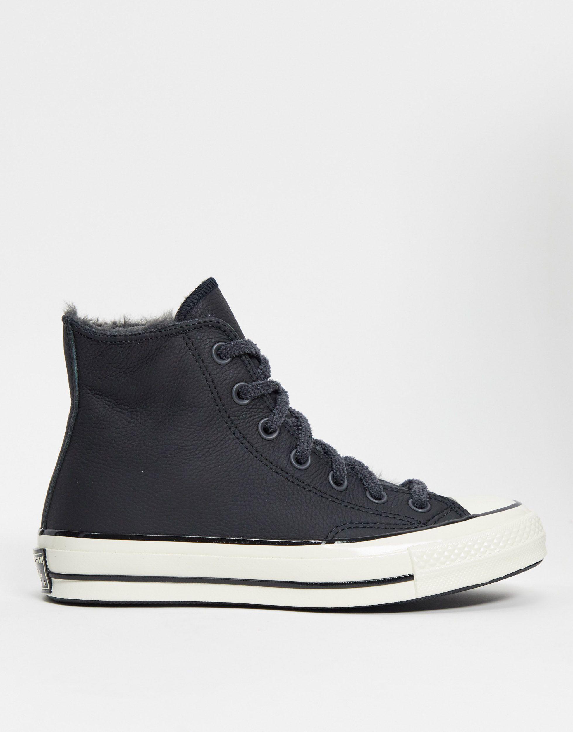 Converse Rubber Cosy Club Faux Fur Lined Trainers in Black | Lyst UK