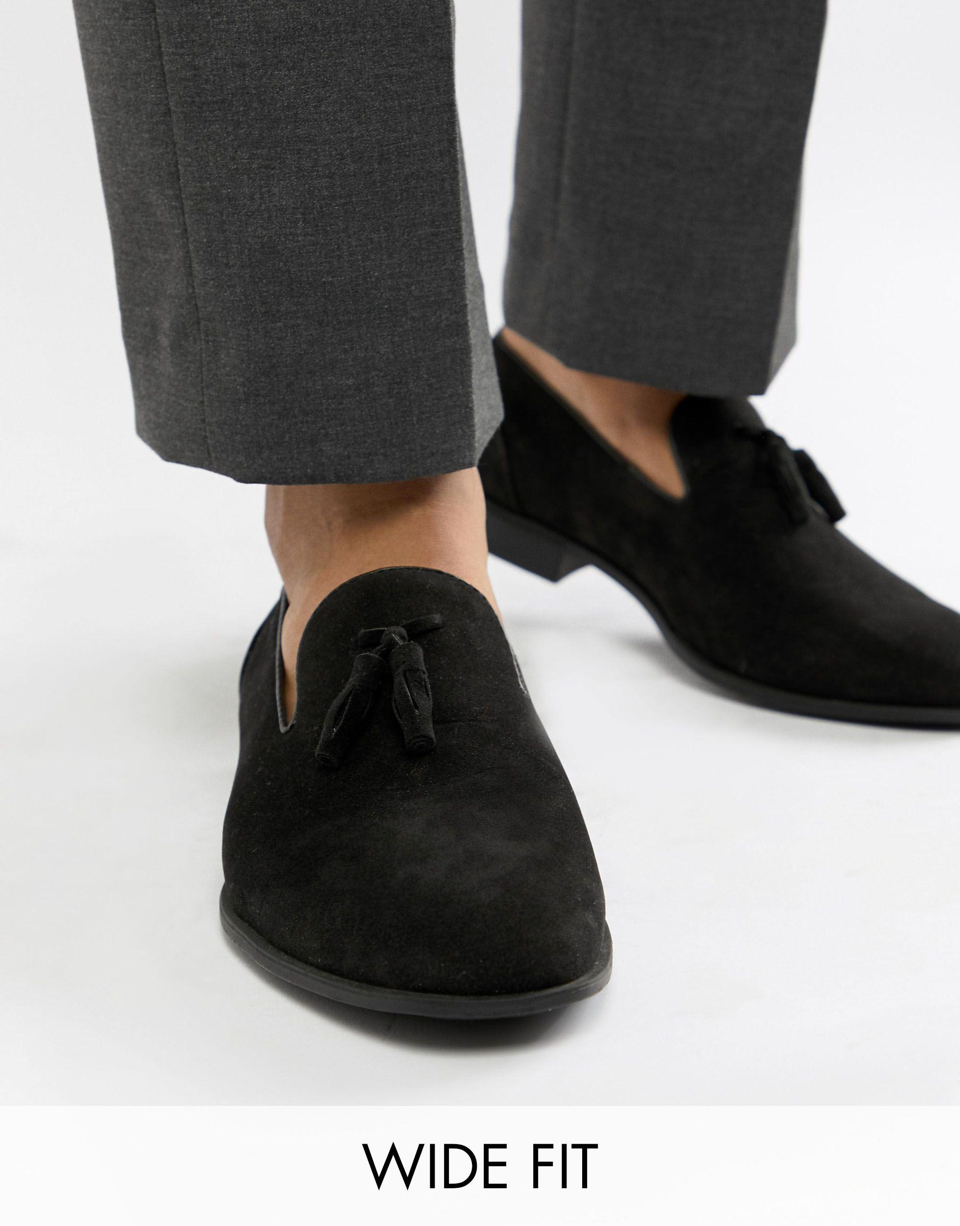 ASOS Wide Fit Tassel Loafers in Black 