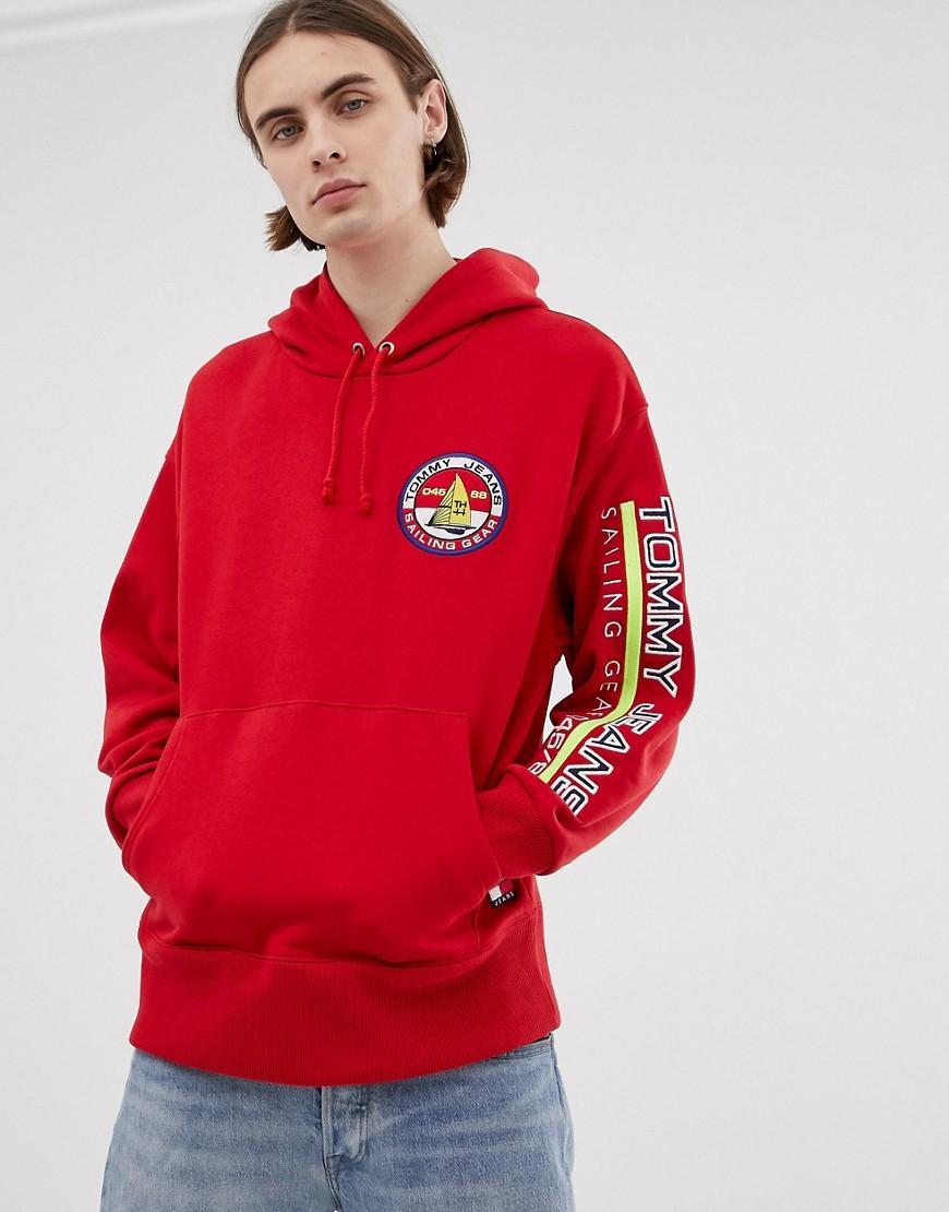 Tommy Hilfiger Denim 90s Sailing Capsule Back And Sleeve Logo Hoodie In Red  for Men | Lyst UK