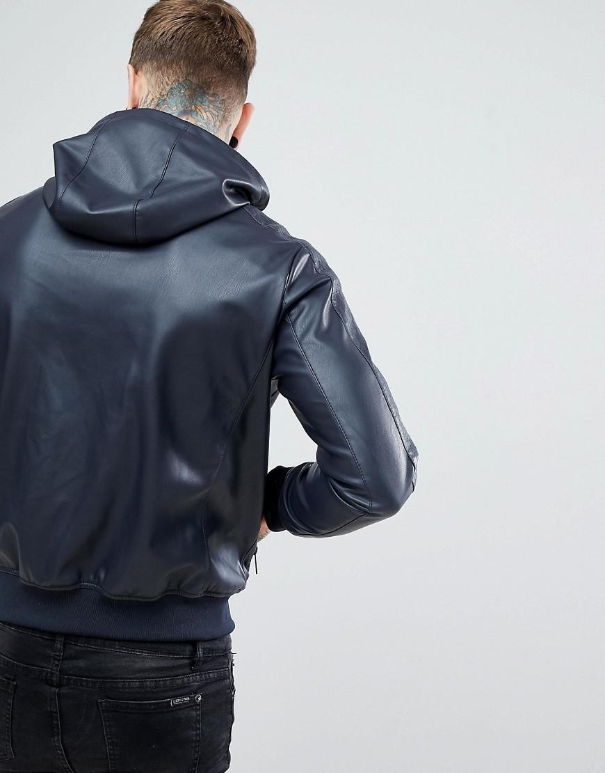 Armani leather hooded clearance jacket