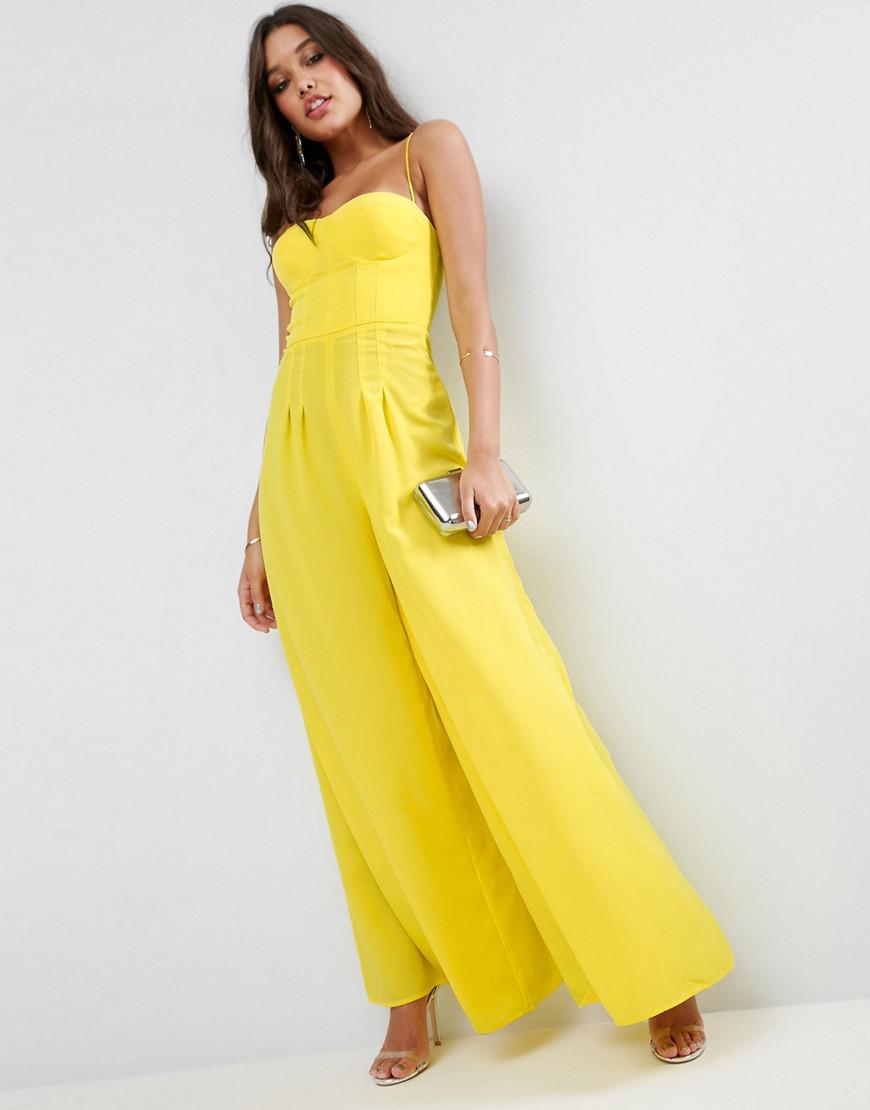 yellow wide leg jumpsuit