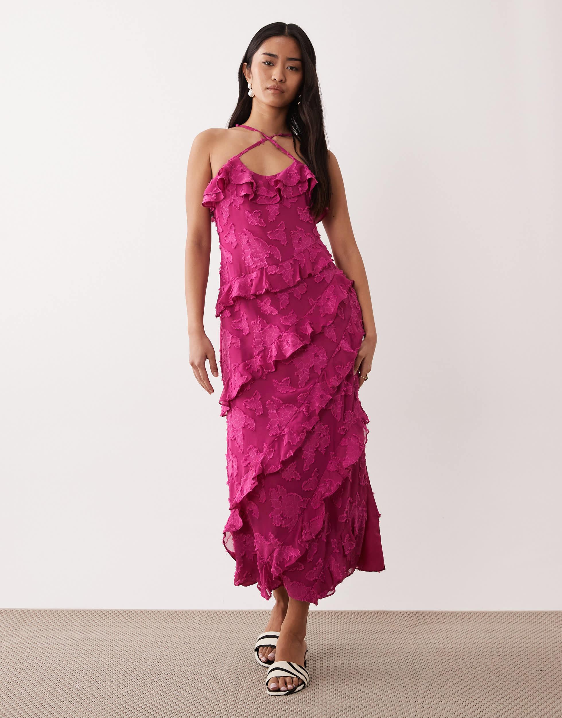 lavish styles pink dress Lavish Perfection Light Pink Ruffled Tiered Maxi Dress