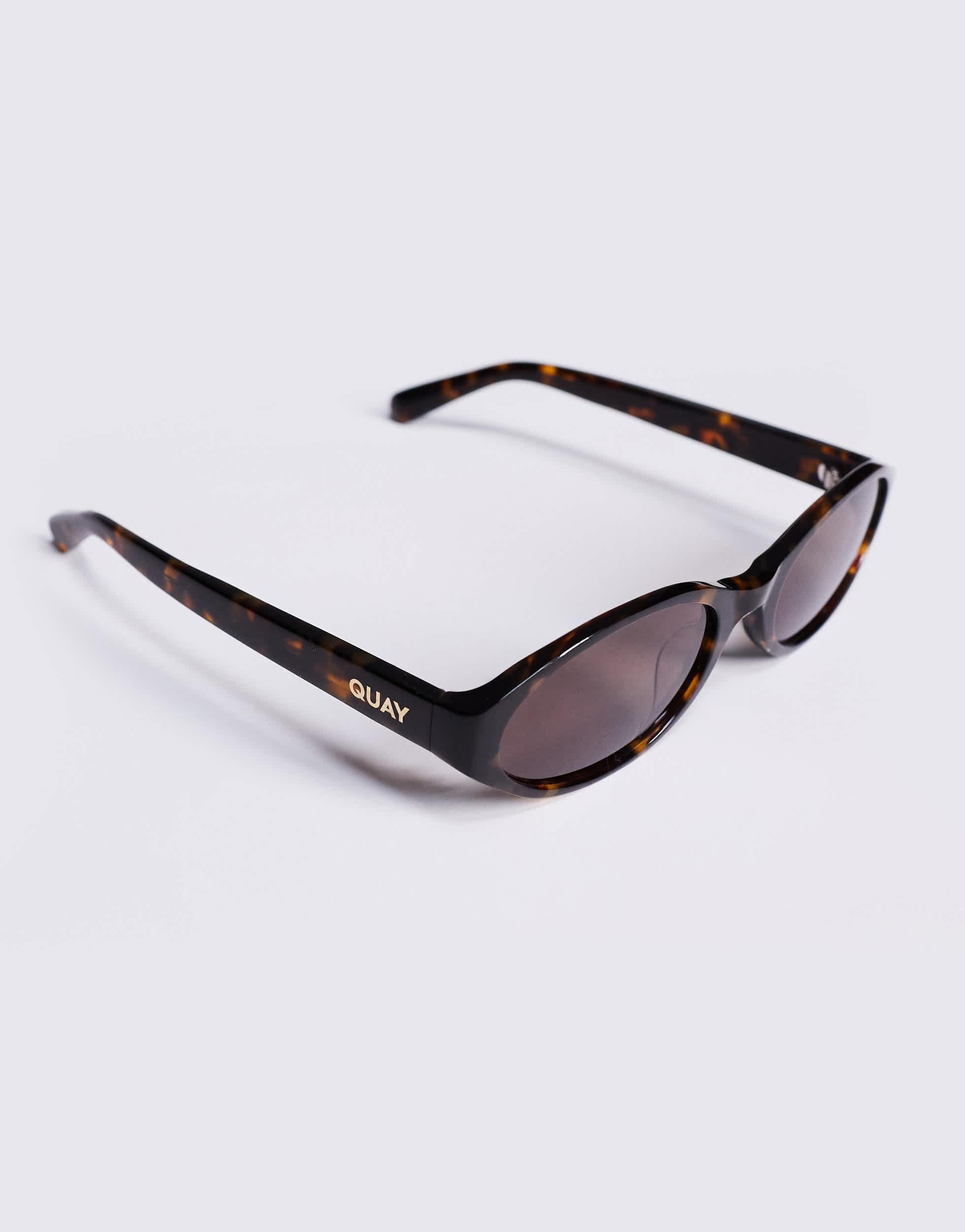 quay australia aura points black small narrow retro 90\'s sunglasses eyewear NEW quay-BROWN-Quay-Aura-Points-  main image 2