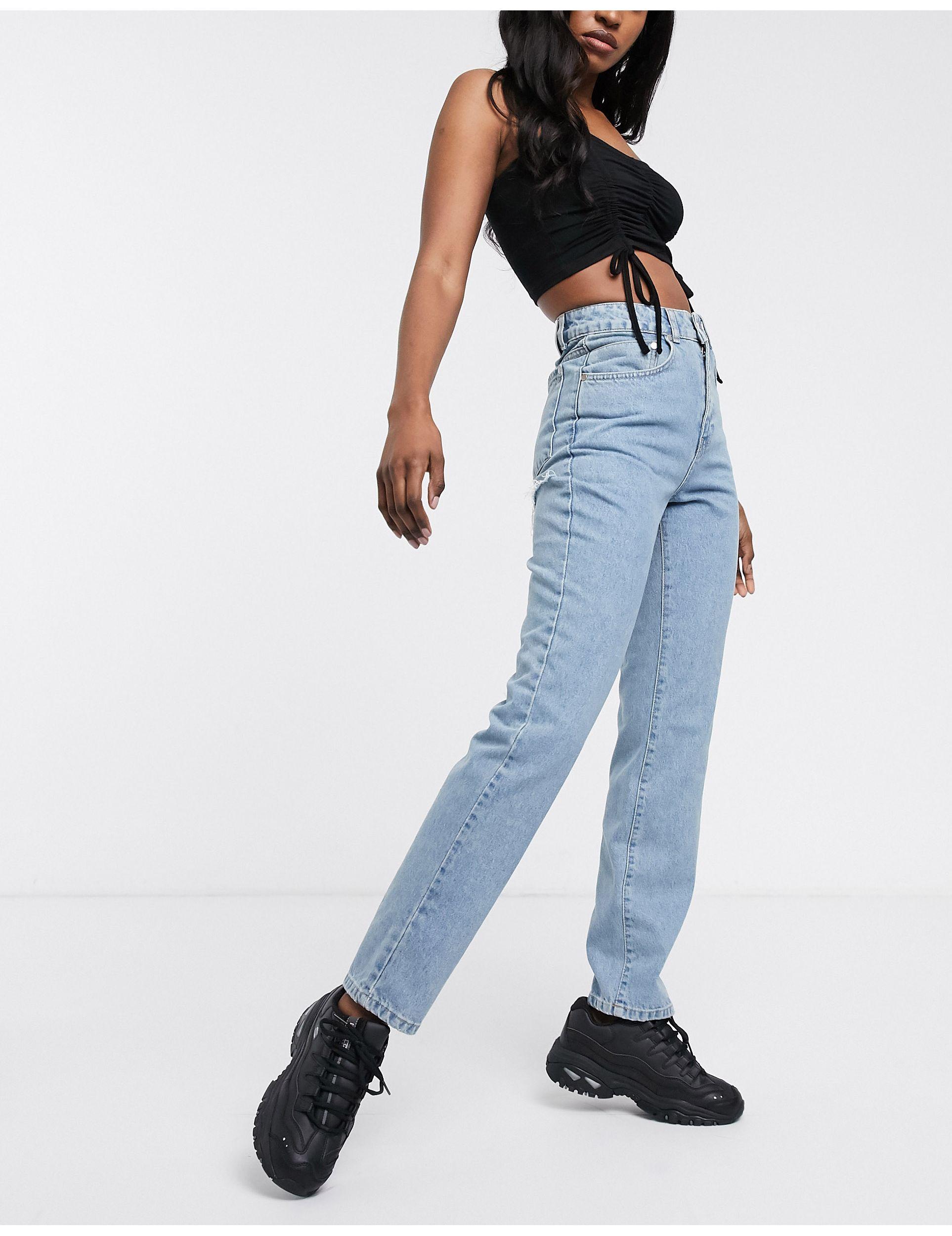 The Ragged Priest Mom Jeans With Bum Rip in Blue | Lyst Canada