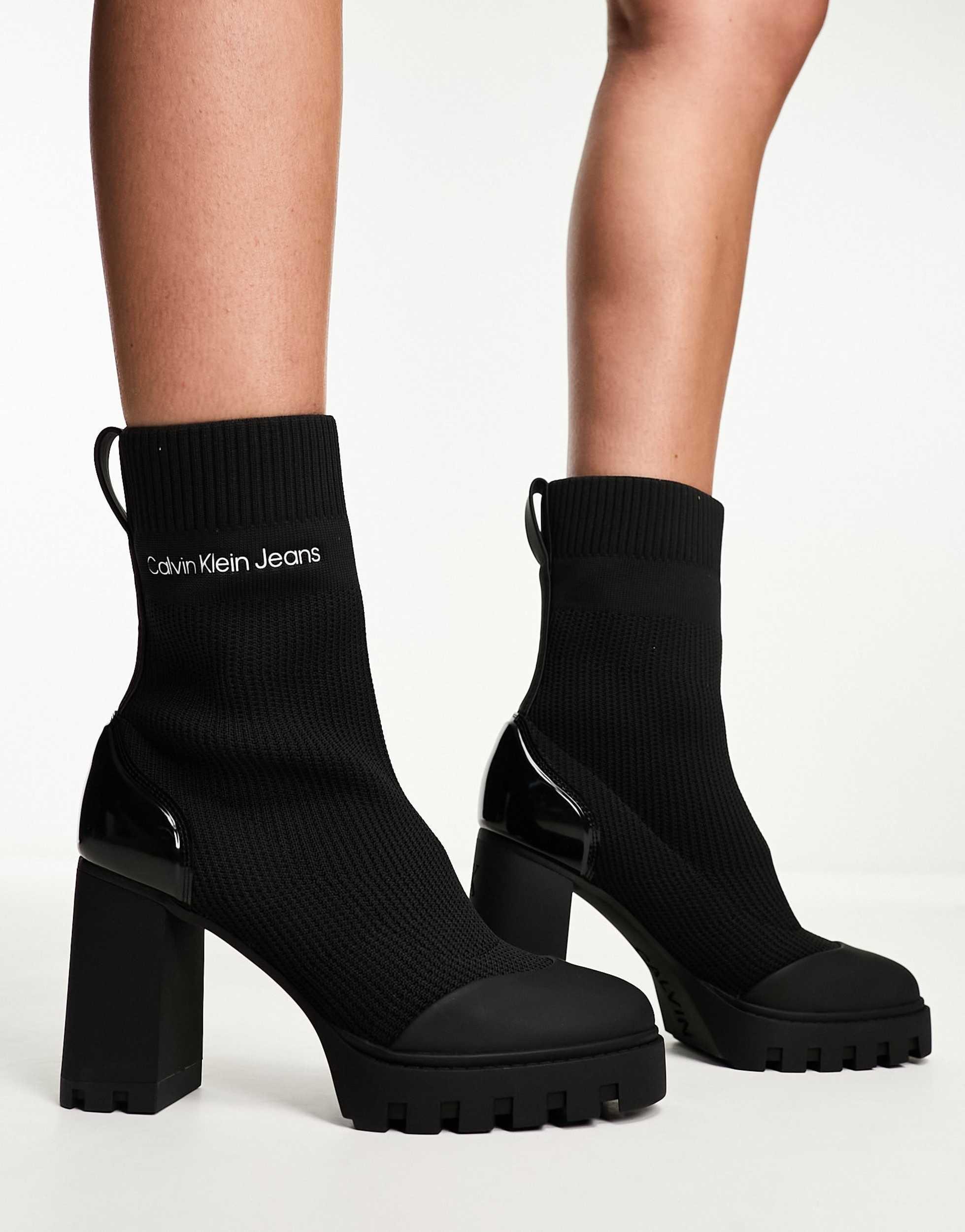 Knitted Boots Tommy Jeans Heel Sock Boot In Black Calvin Klein