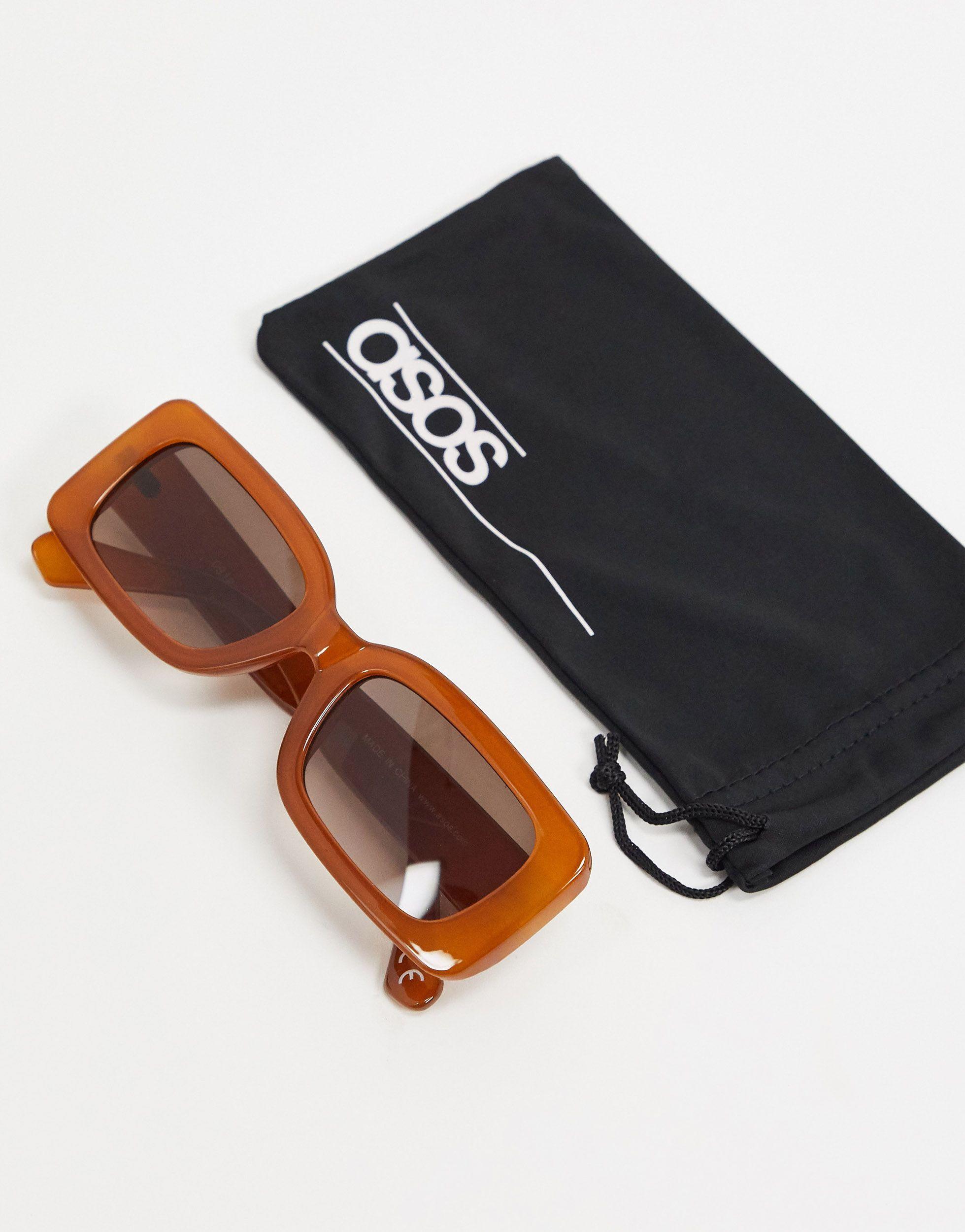 ASOS Mid Square Sunglasses in Brown | Lyst