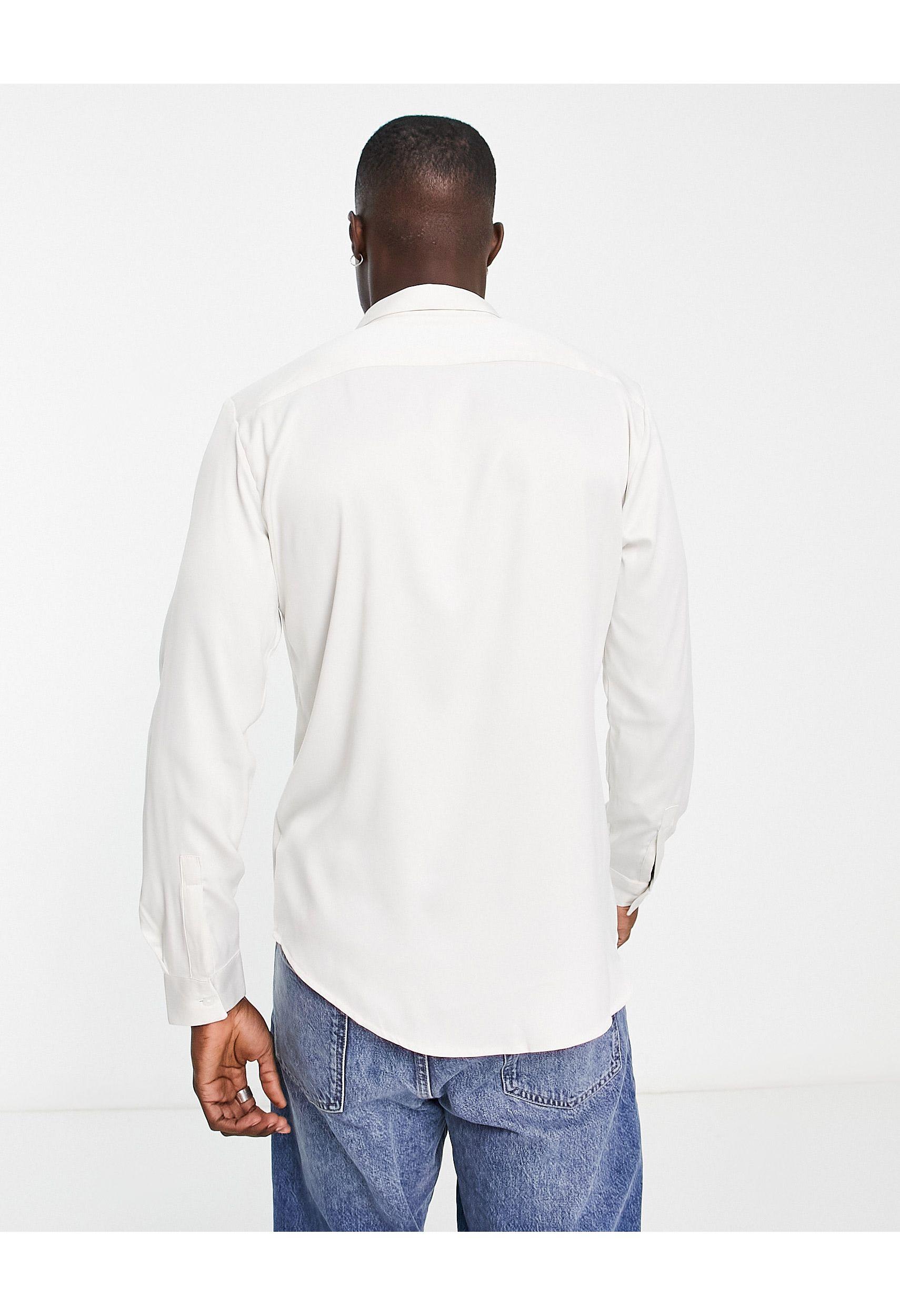 New Look Satin Shirt in White for Men | Lyst