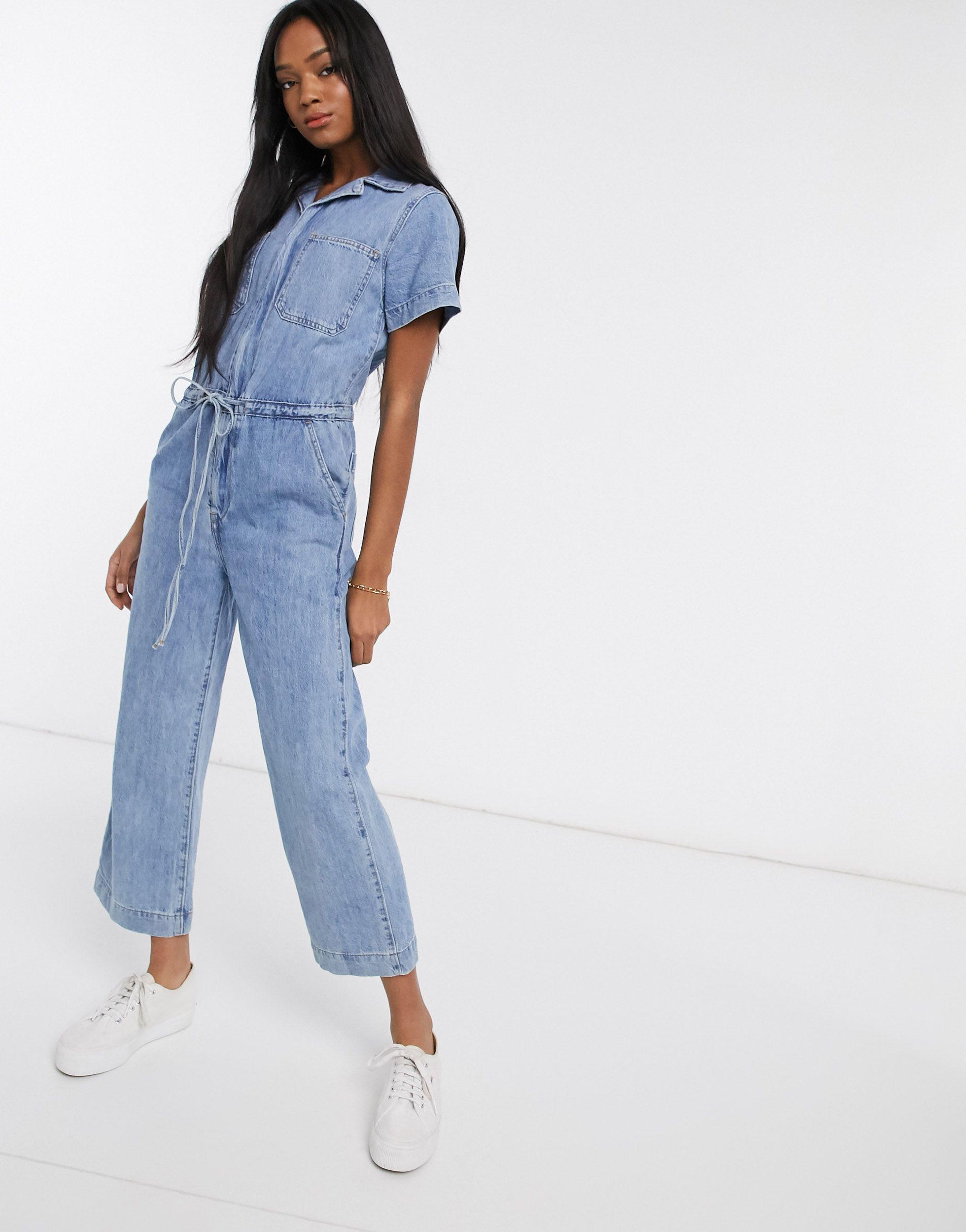 Levi's Retro Denim Jumpsuit Met Lichtblauwe Wassing in het Blauw Lyst NL