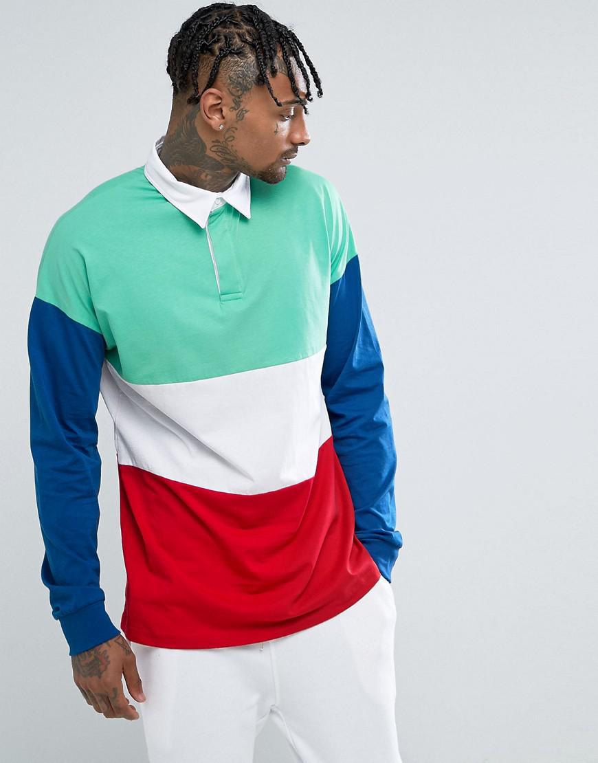 ASOS Cotton Oversized Long Sleeve Rugby Shirt With Primary Color Block for  Men - Lyst