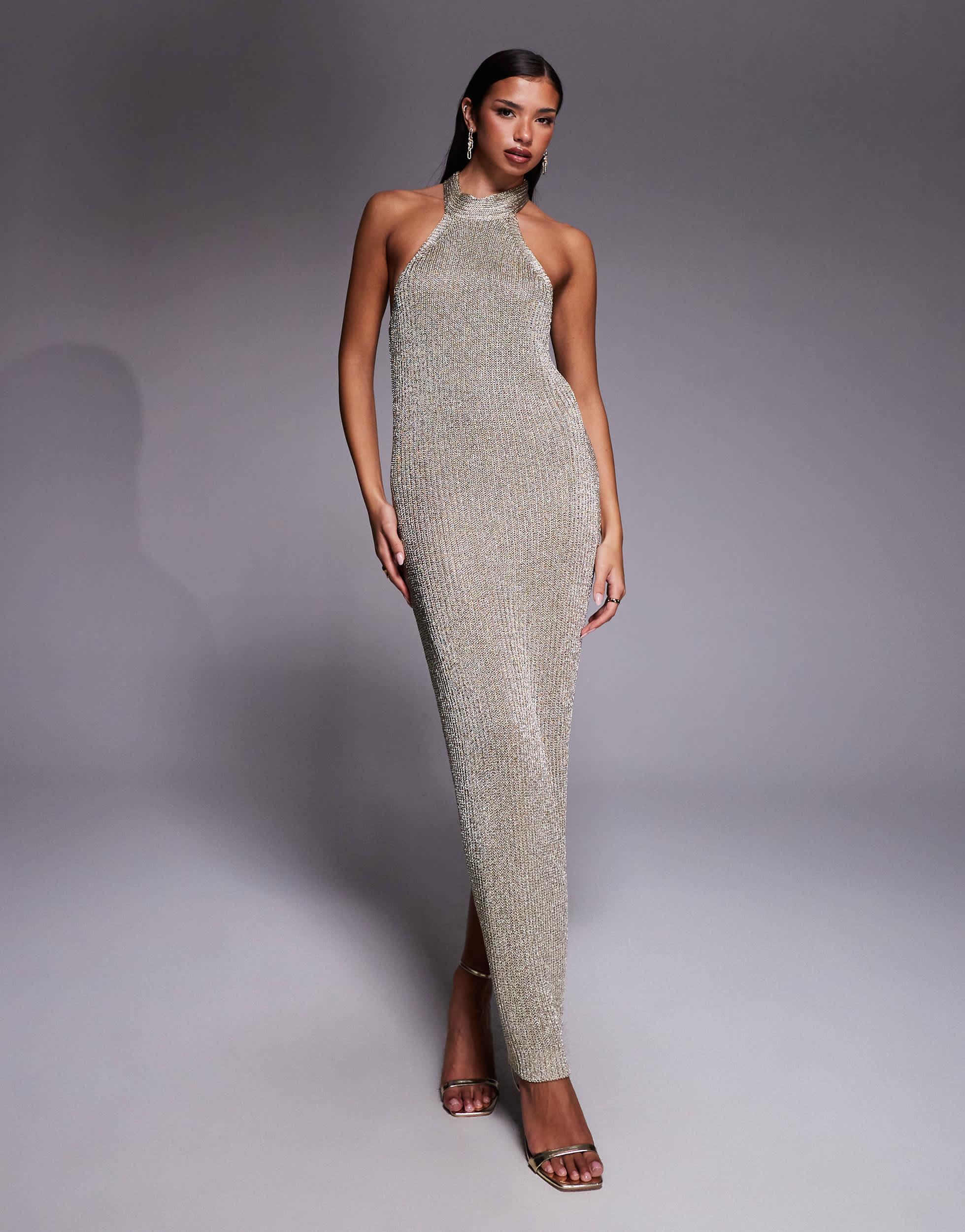 jluxlabel silver dress JLUXLABEL Silver Heart of Gold Maxi Dress by JLUXLABEL