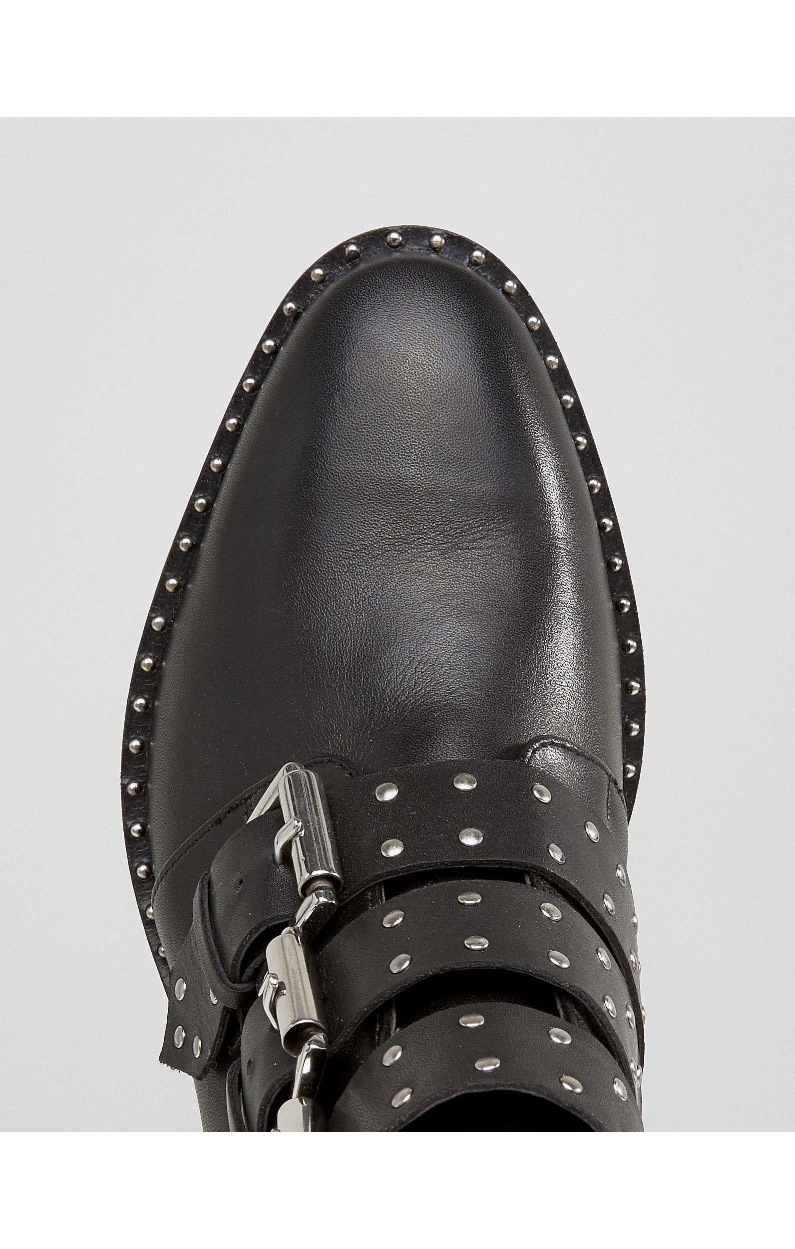 asos asher leather studded ankle boots