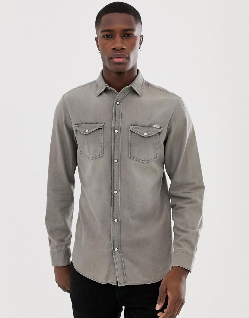 Jack & Jones Slim Fit Denim Shirt In Gray Wash for Men Lyst