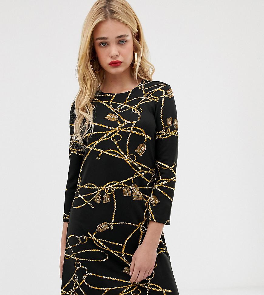 Vestito nero con stampa di cateneStradivarius in Denim di colore Nero | Lyst