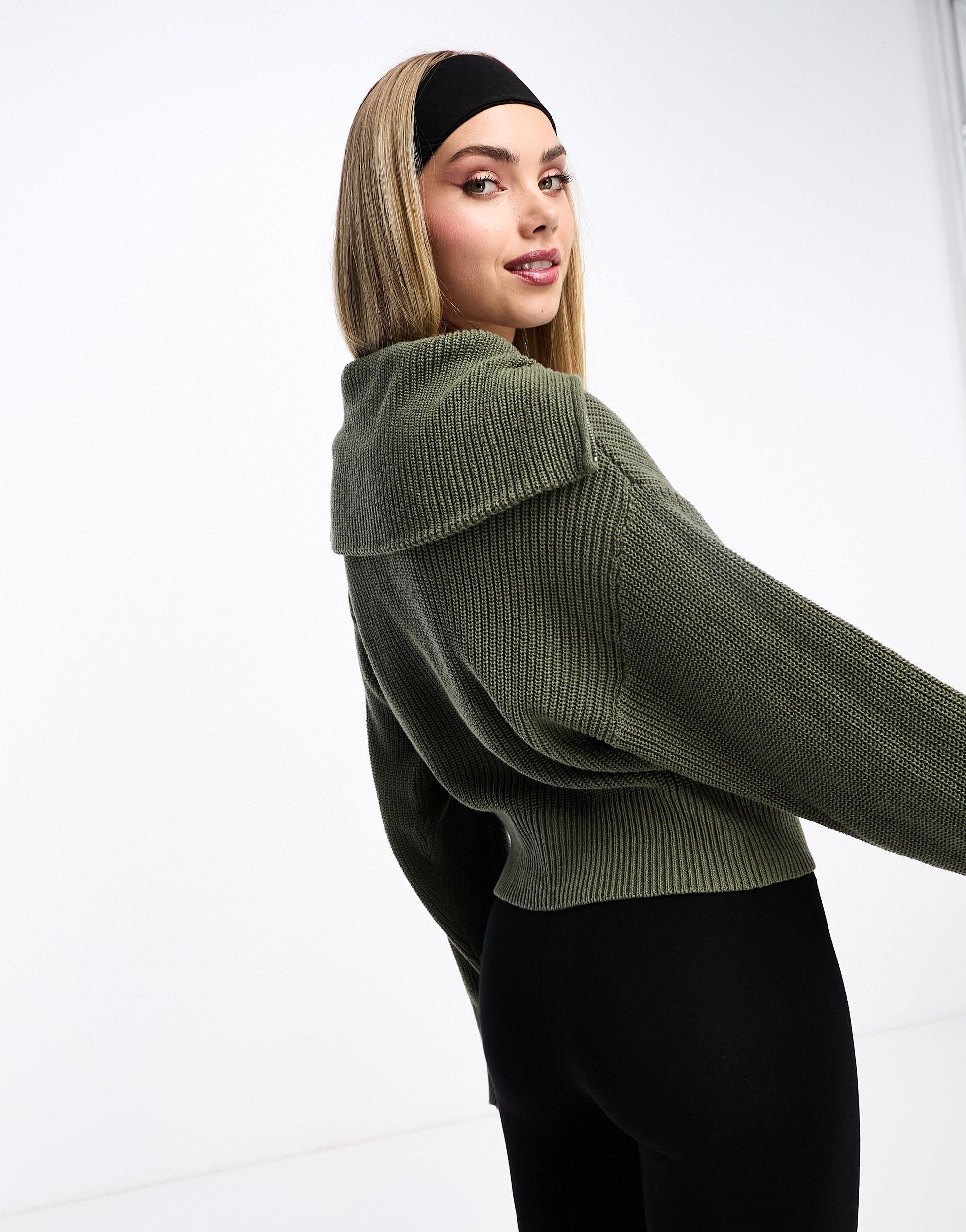 monki knitted zip front sweater