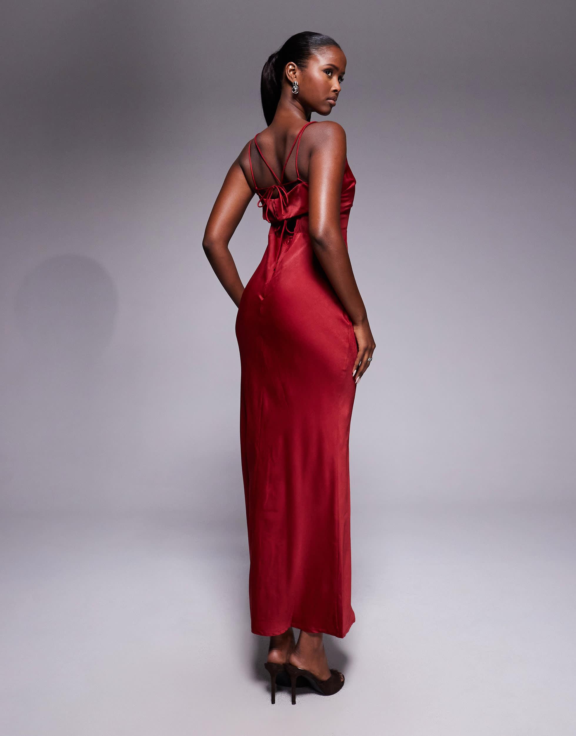 red cami maxi dress Maxi Dress Red Silk Cami Dress Princess Polly Catch You Up Satin Cami Beaded Flower Detail Maxi