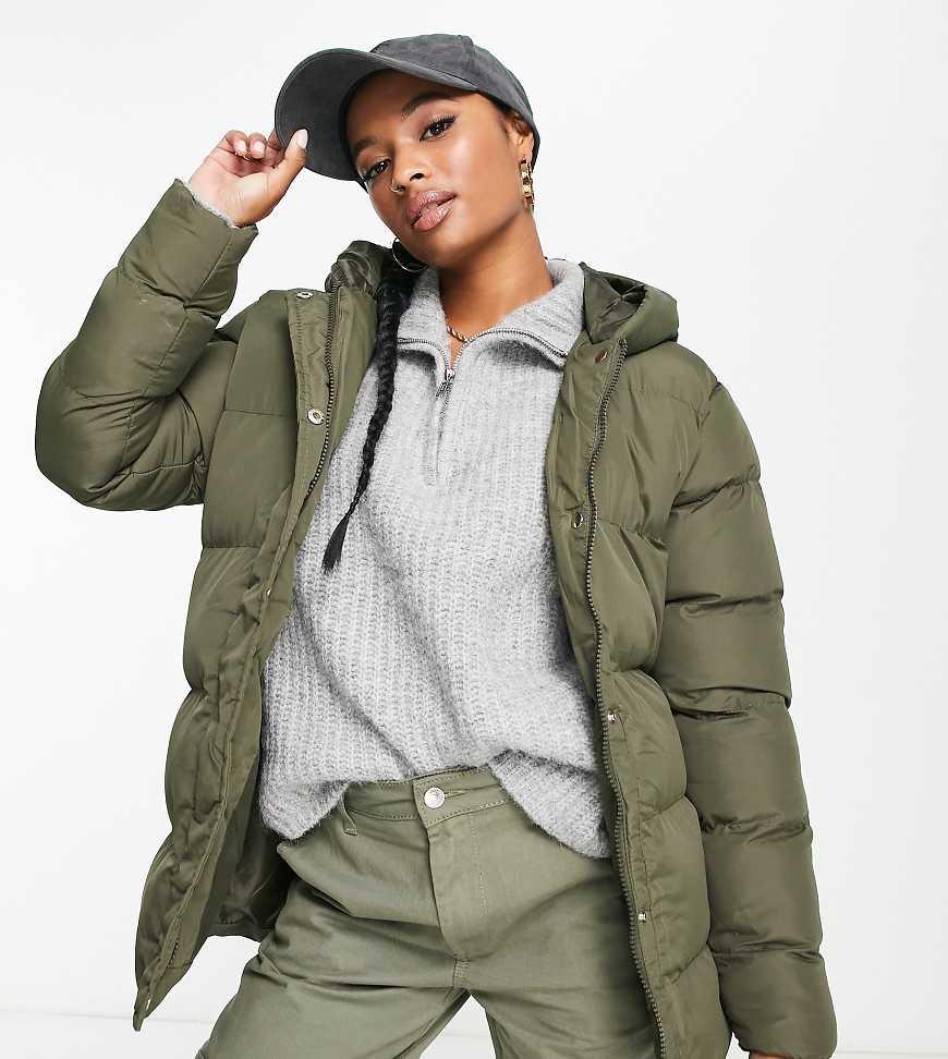 Threadbare tulip hooded puffer coat in sage green hotsell