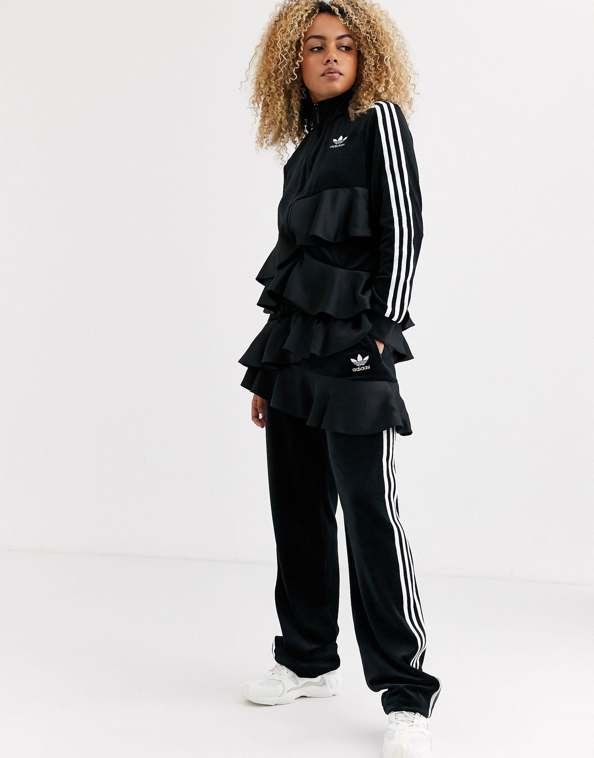 adidas Originals X J Koo Trefoil Ruffle Track Pant in Black | Lyst