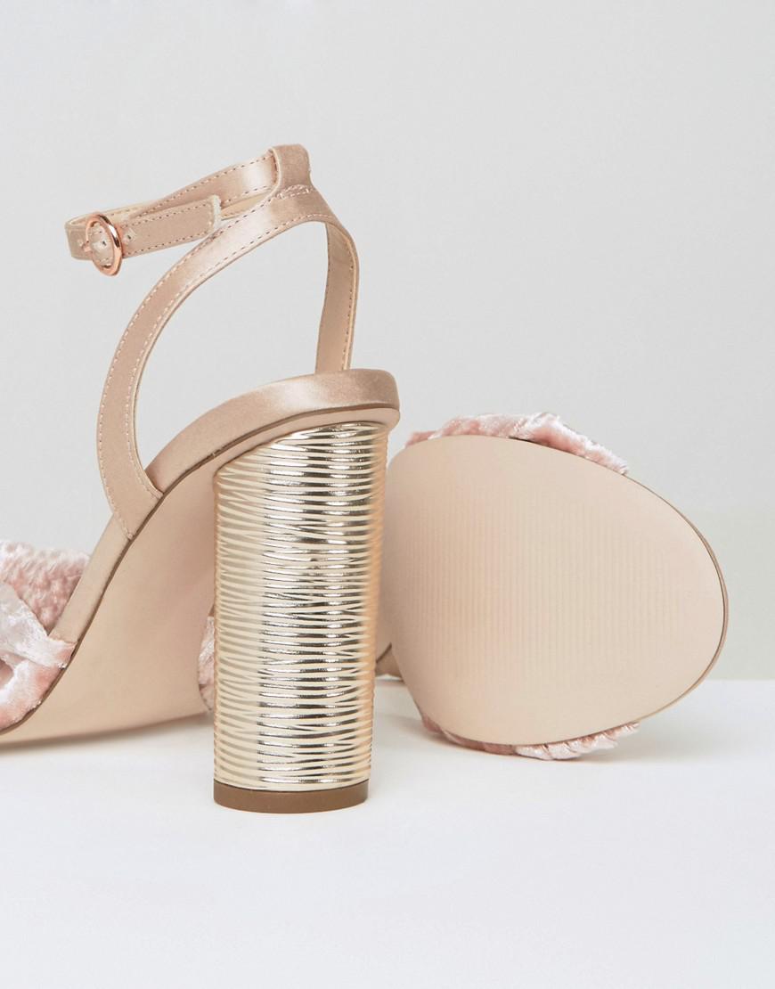 Blush Velvet Heeled Sandals in Pink 