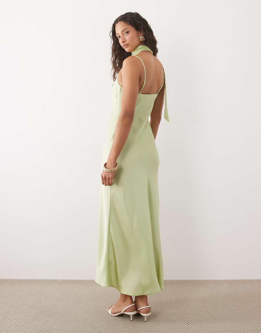 New Look Scarf Satin Cami Midi Dress in Green | Lyst UK
