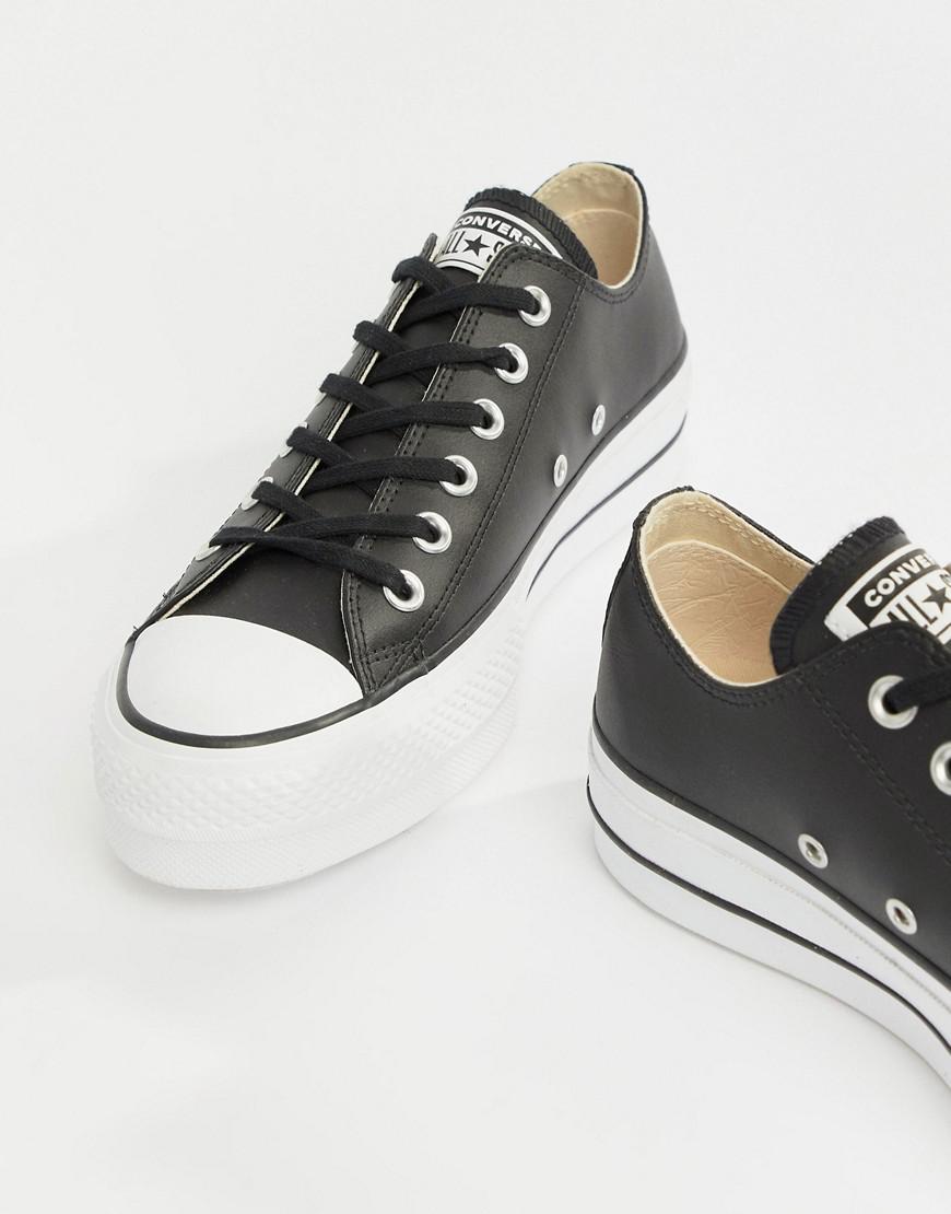 converse platform leather black