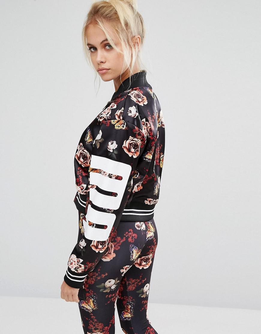 PUMA Exclusive To Asos Floral Print Bomber Jacket in Black - Lyst