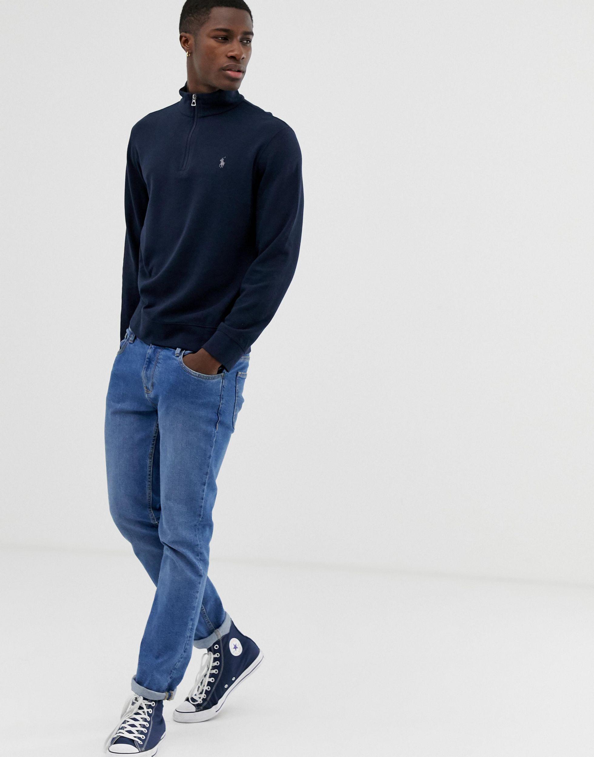 ralph lauren half zip sweatshirt navy