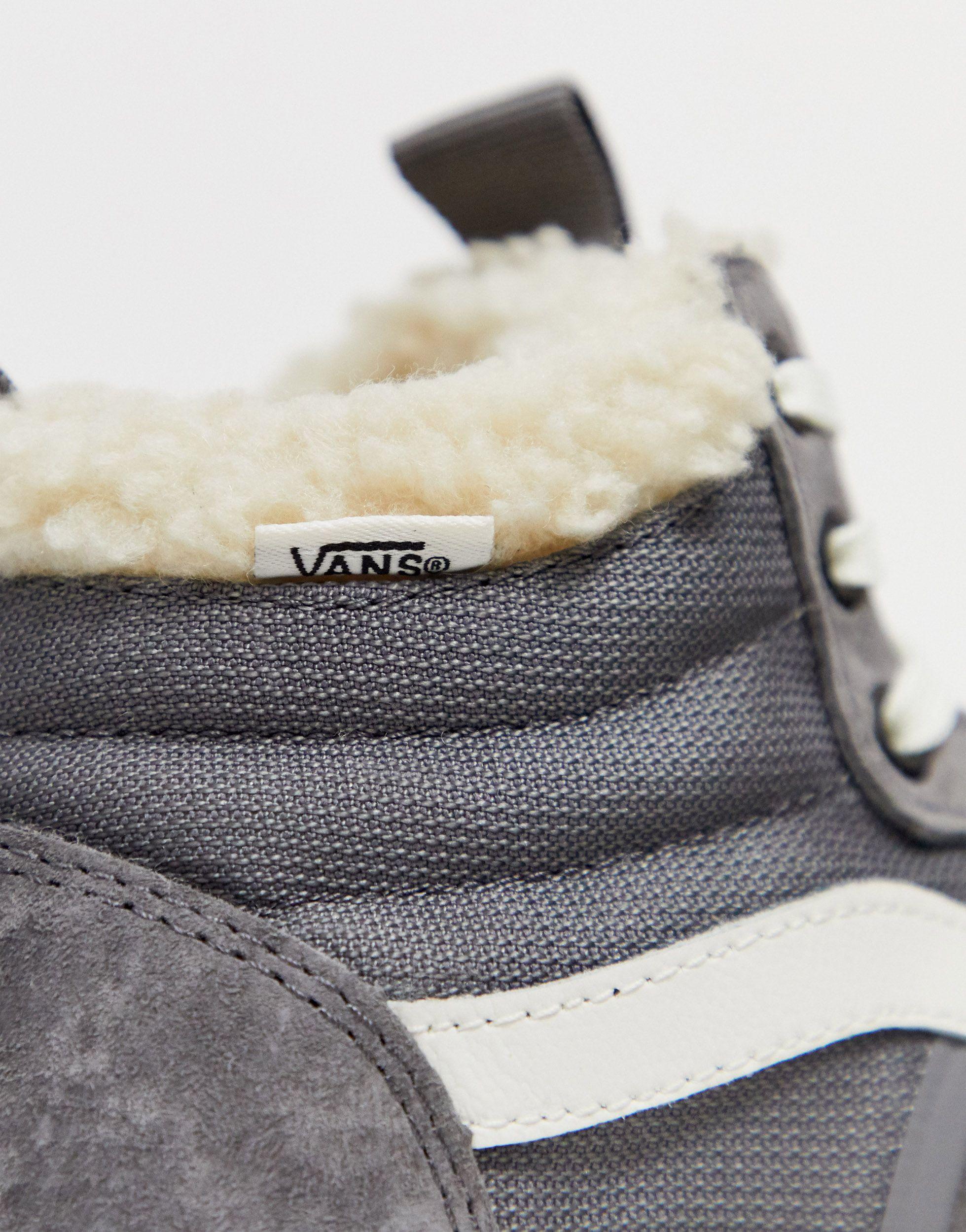 Vans Leather Ultrarange Hi Mte Sherpa Grey Sneakers in Gray - Lyst
