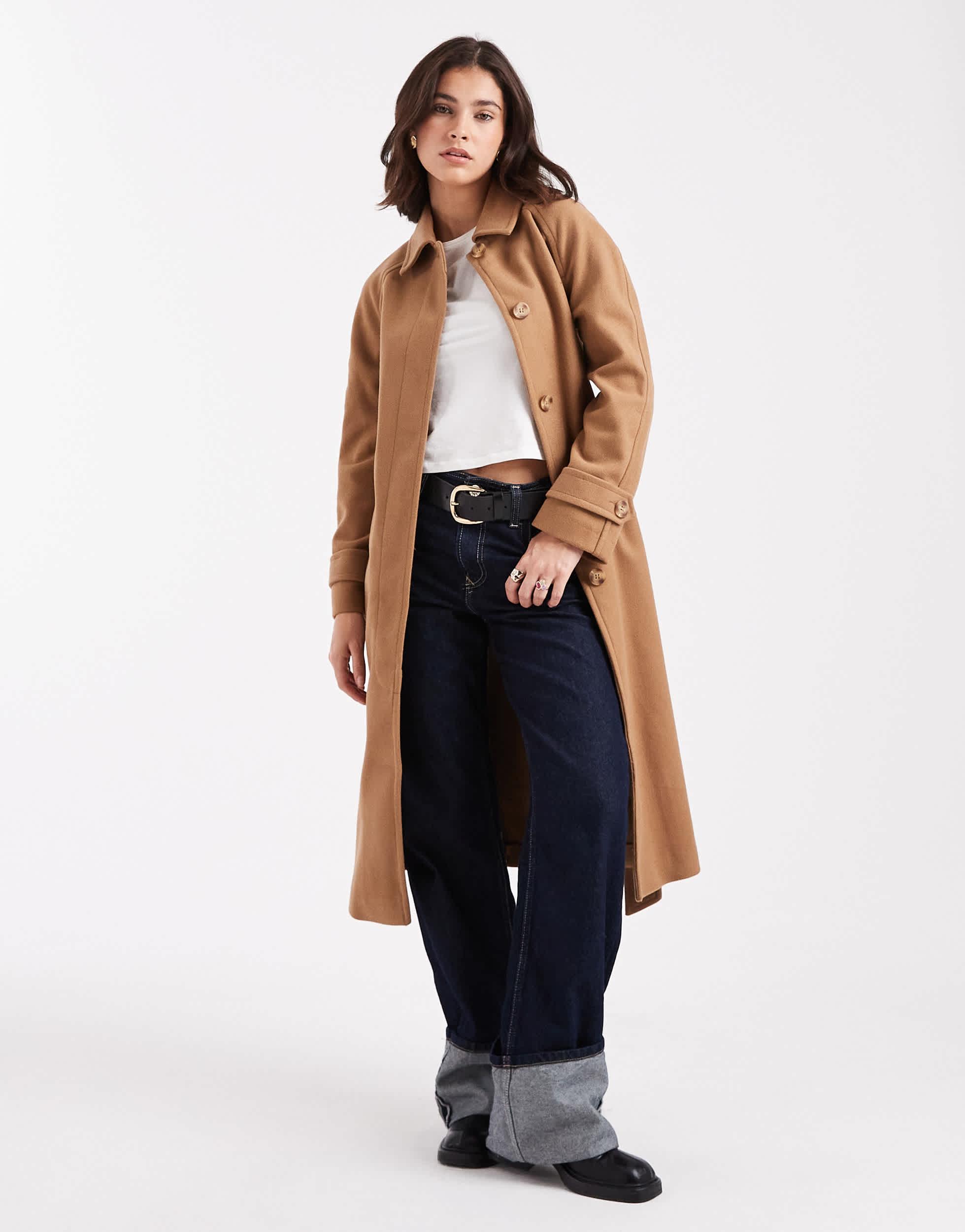 Manteau Long Style Duffle Coat New Look - Marron - Taille UK 8 - Occasion Très Bon état