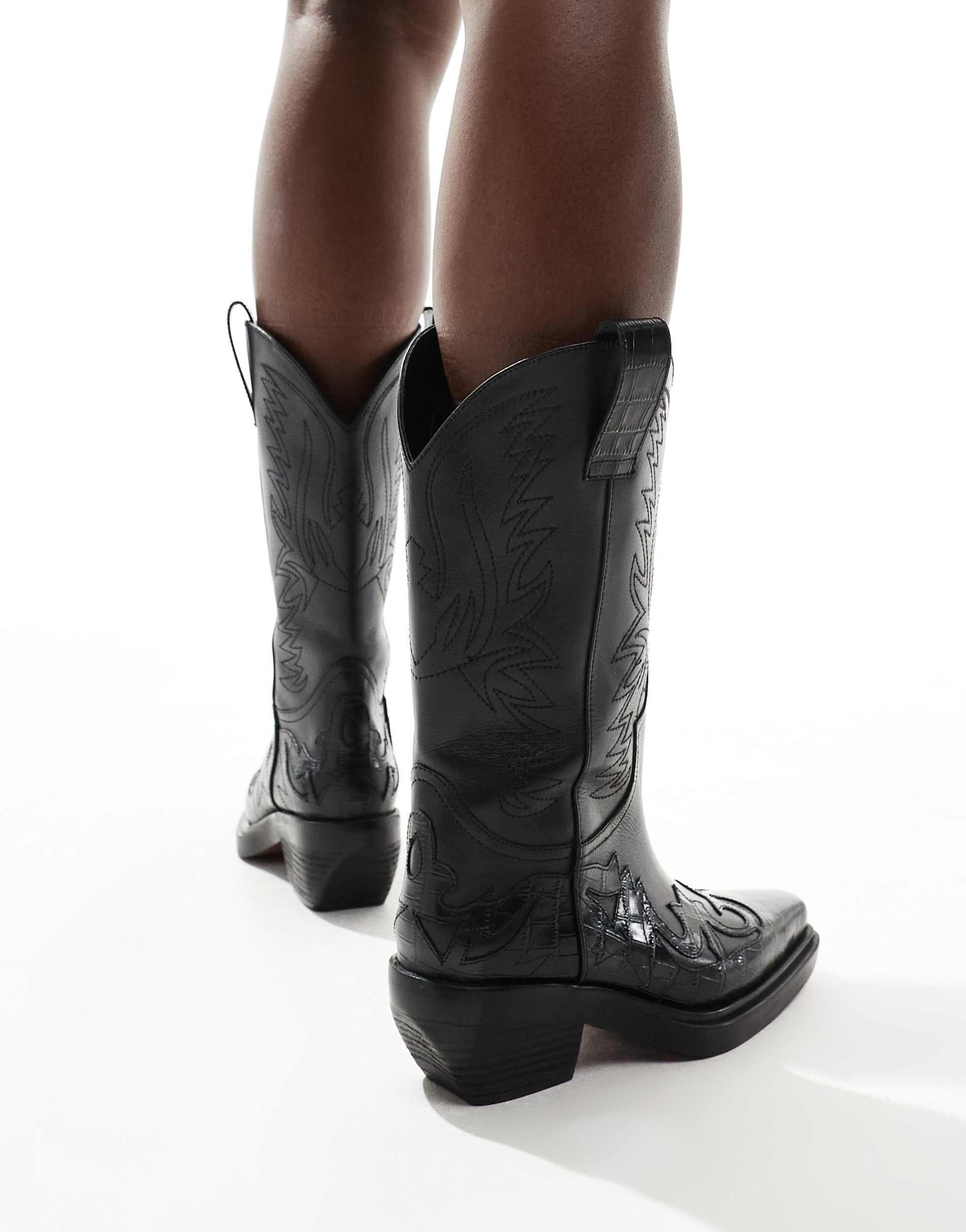 Dora bottes hauteur genou style western en cuir schuh en coloris