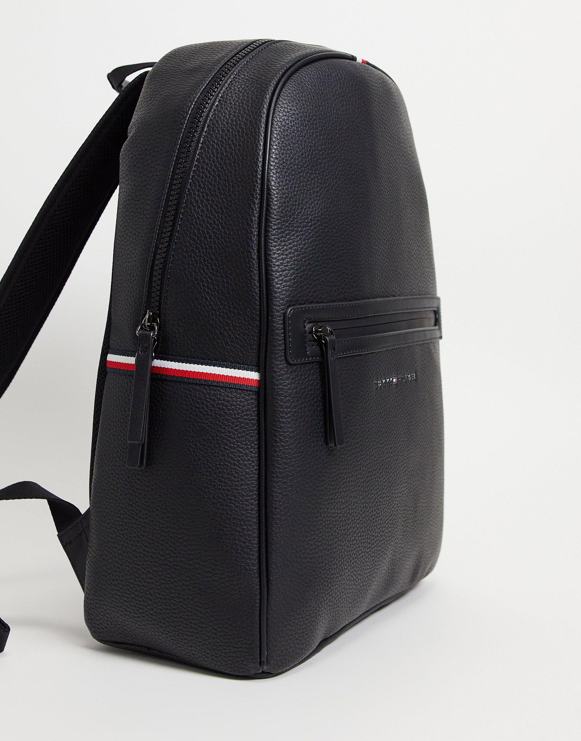 Tommy Hilfiger Faux Leather Backpack With Logo in Black for Men | Lyst