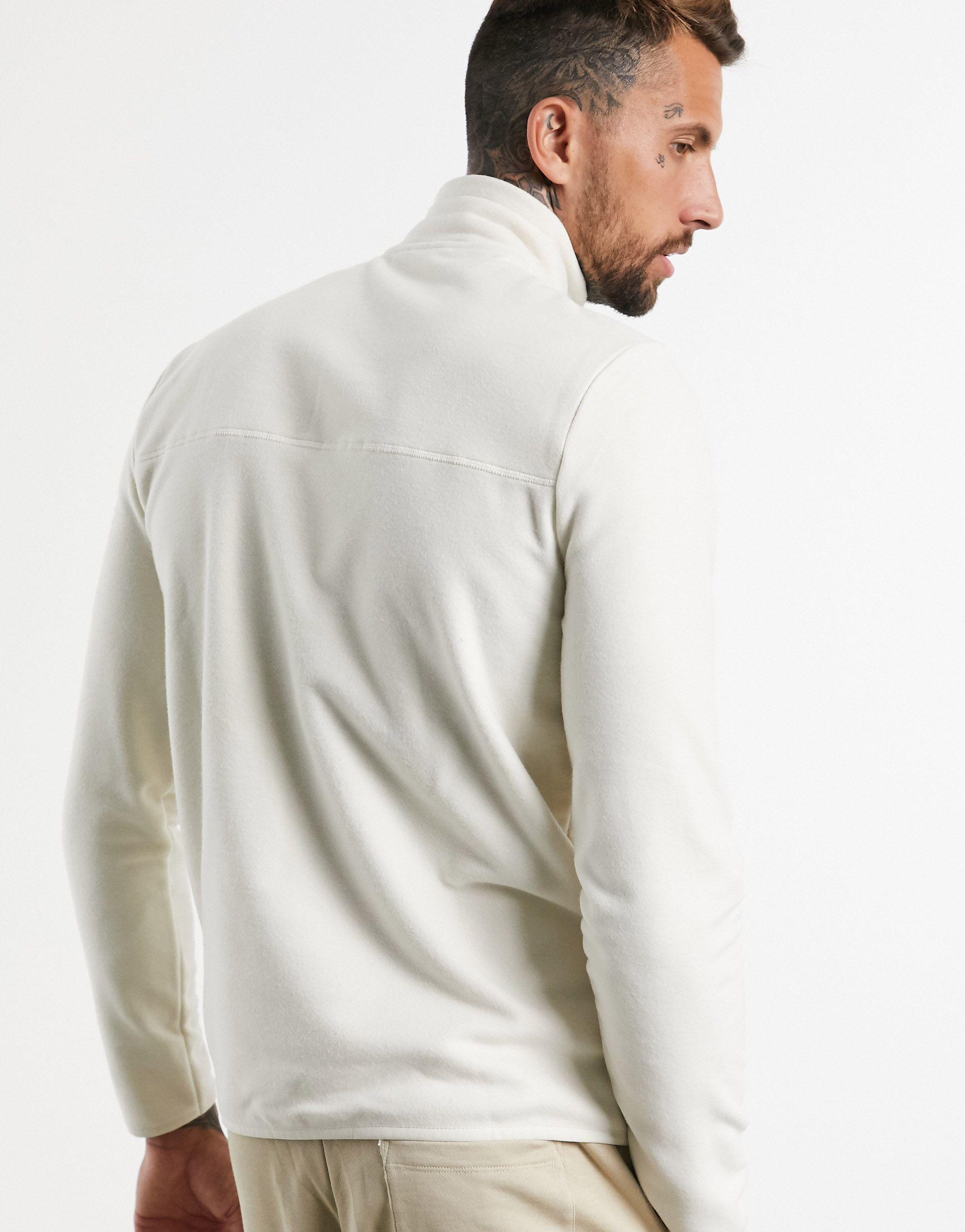 ASOS Polar Fleece Sweatshirt With Half Zip in White for Men - Lyst