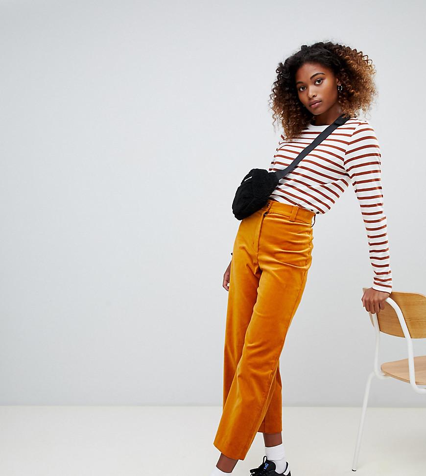 Weekday Velvet Wide Leg Pant in Yellow 