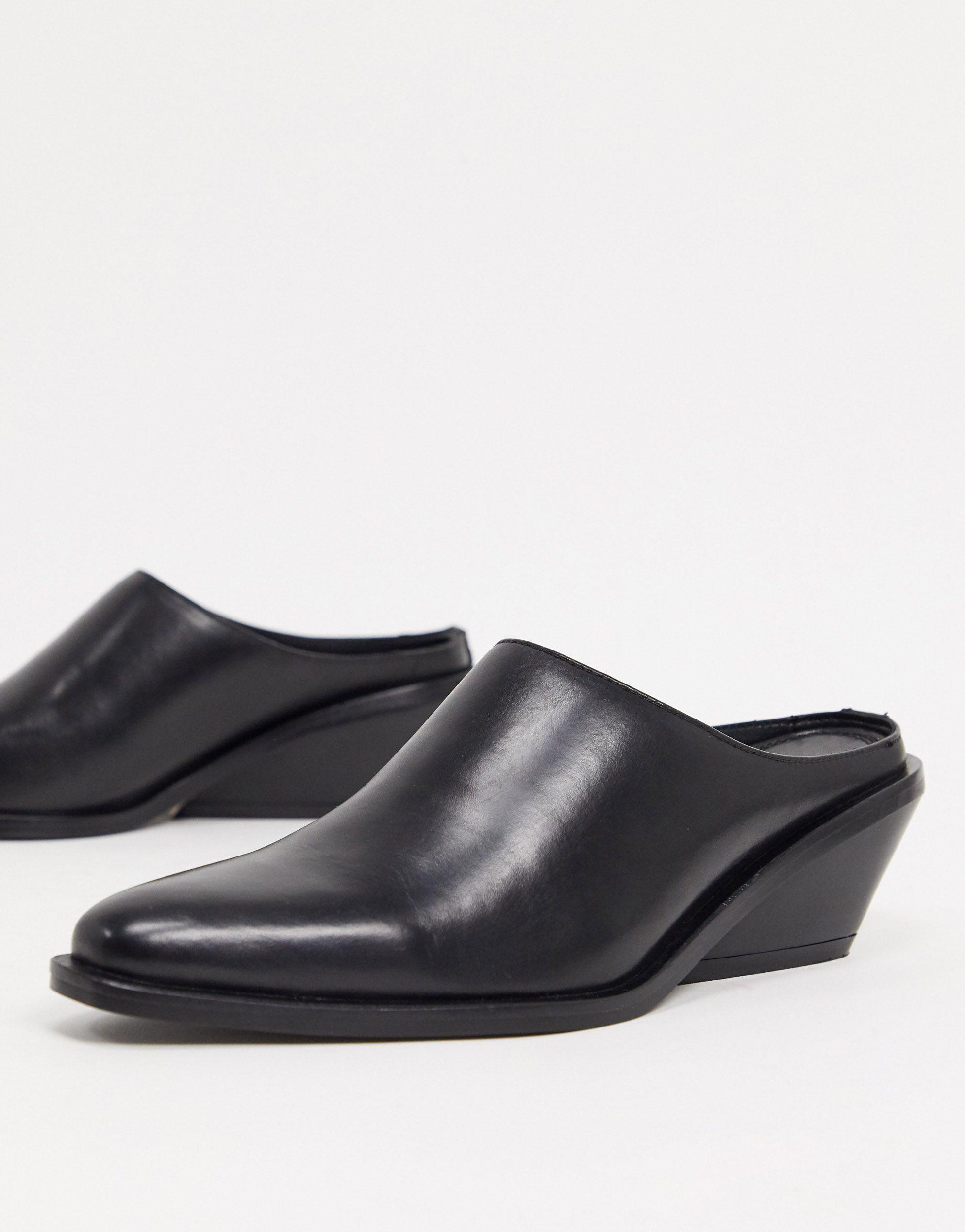 Mila - Sabot stile western neriASOS in Pelle di colore Nero | Lyst