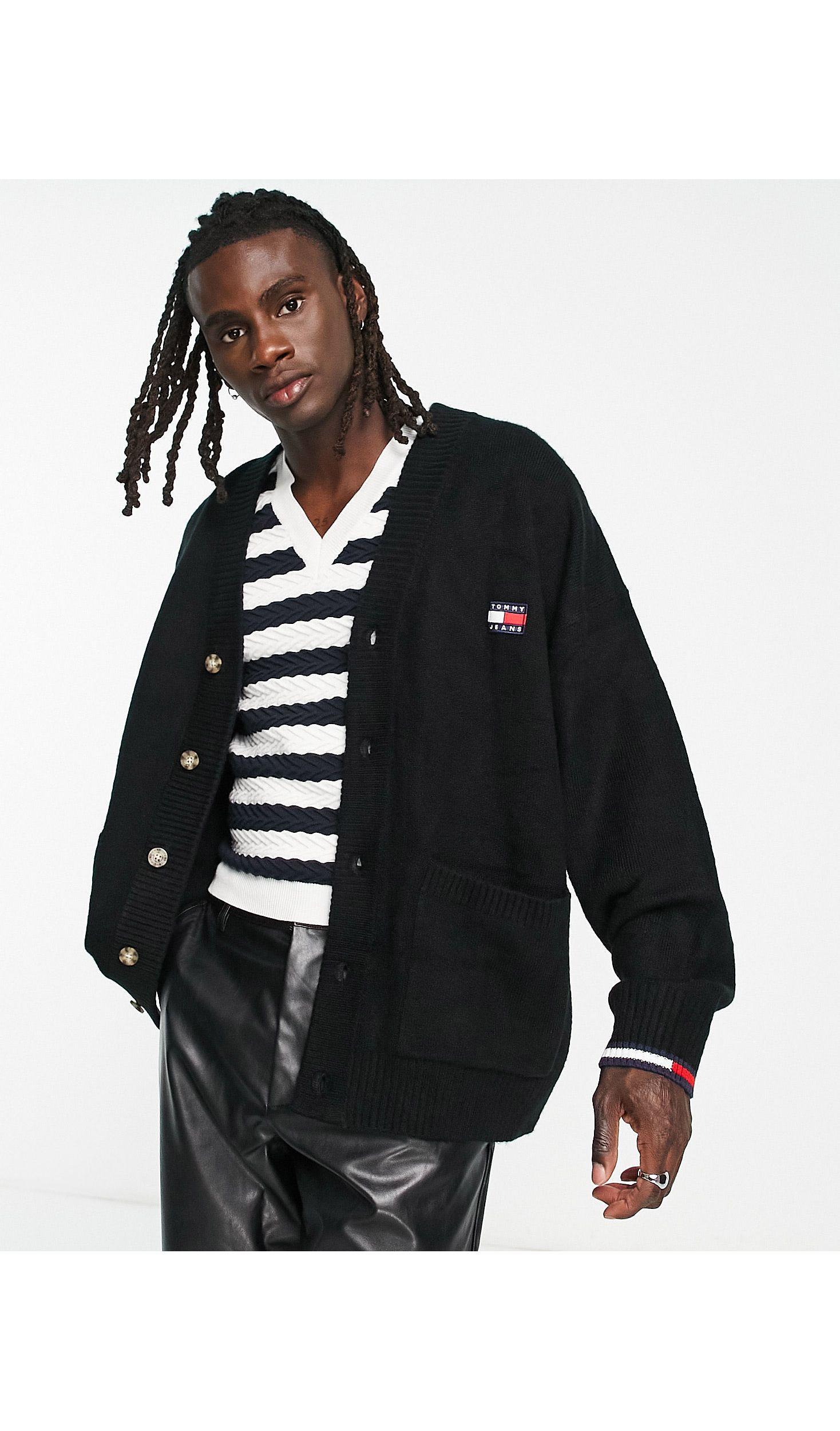 Tommy Hilfiger Skater Fit Badge Logo Knit Cardigan in Black for