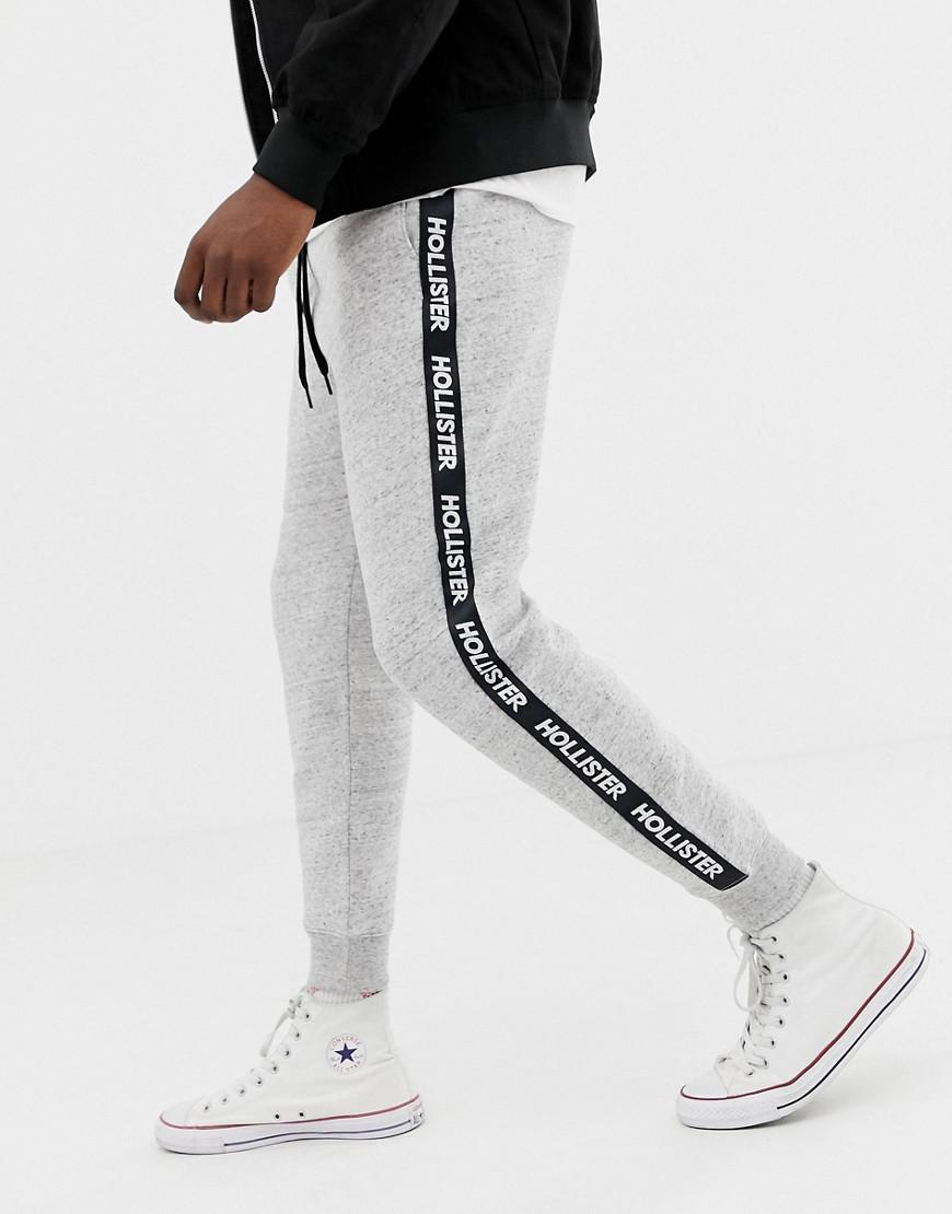 idiom Vilje operation Hollister Cotton Side Taped Logo Slim Fit Cuffed jogger In Gray Marl for  Men - Lyst