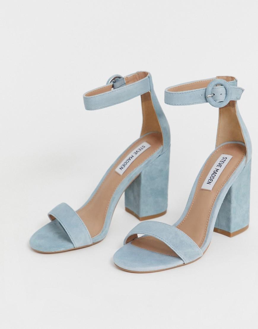 Steve Madden Suede Block Heel Sandals in Blue | Lyst