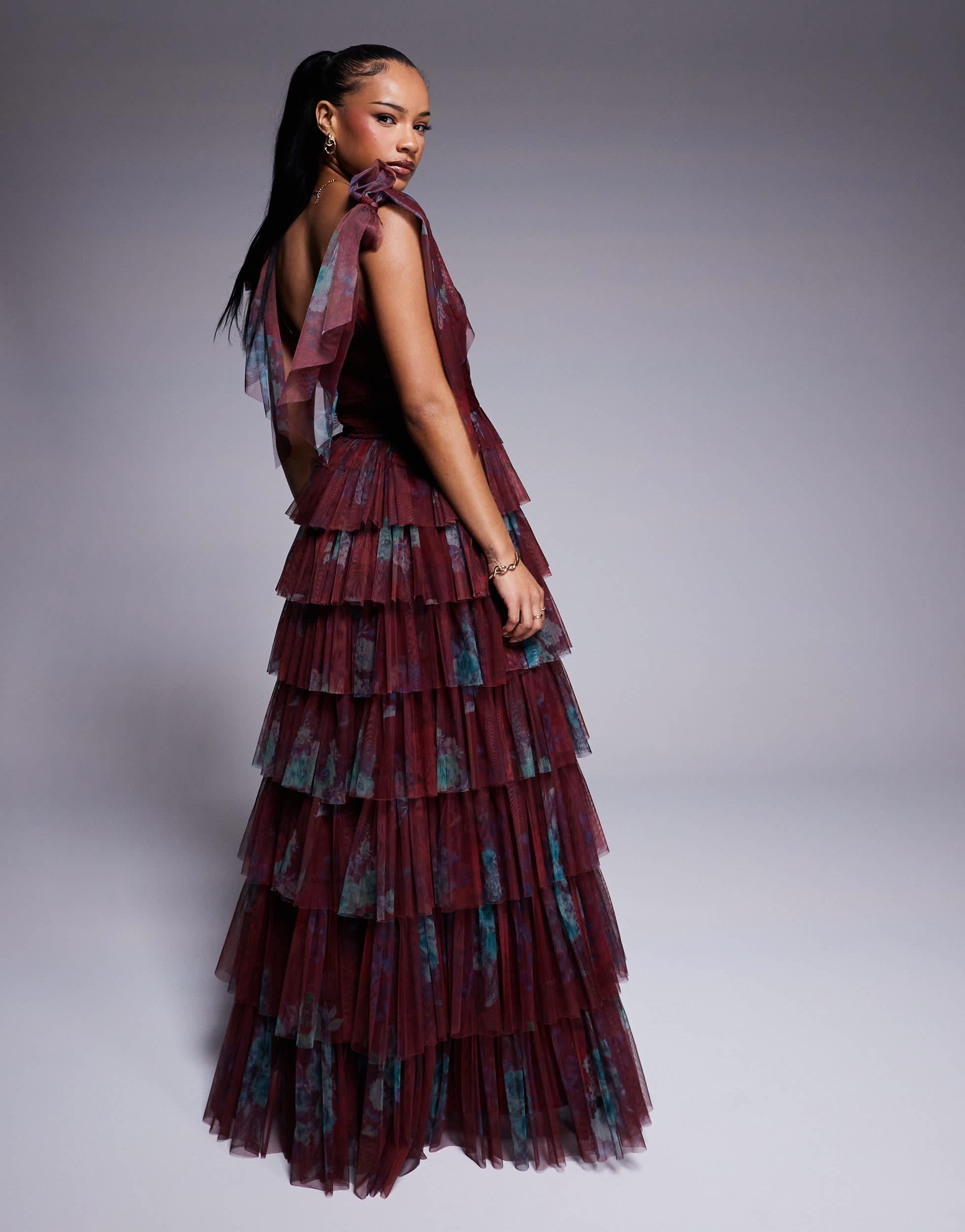 knee length dresses for ladies MAXI BEADED DRESS IN LILAC  Sudietuz