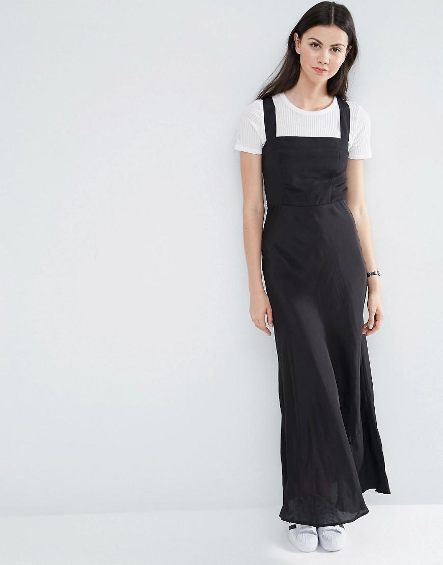 ASOS Pinafore Maxi Dress in Black | Lyst UK