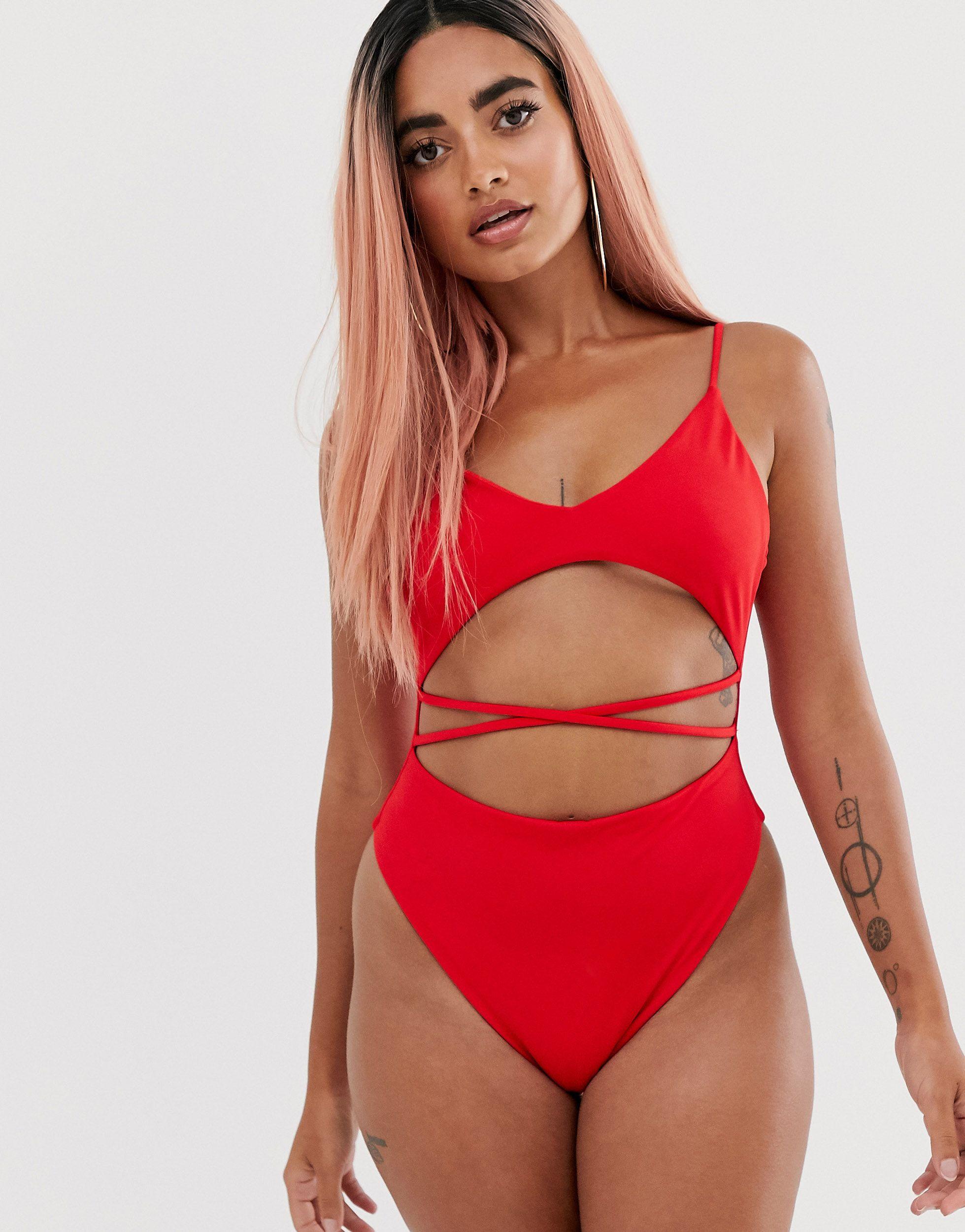 underboob stripe swimsuit