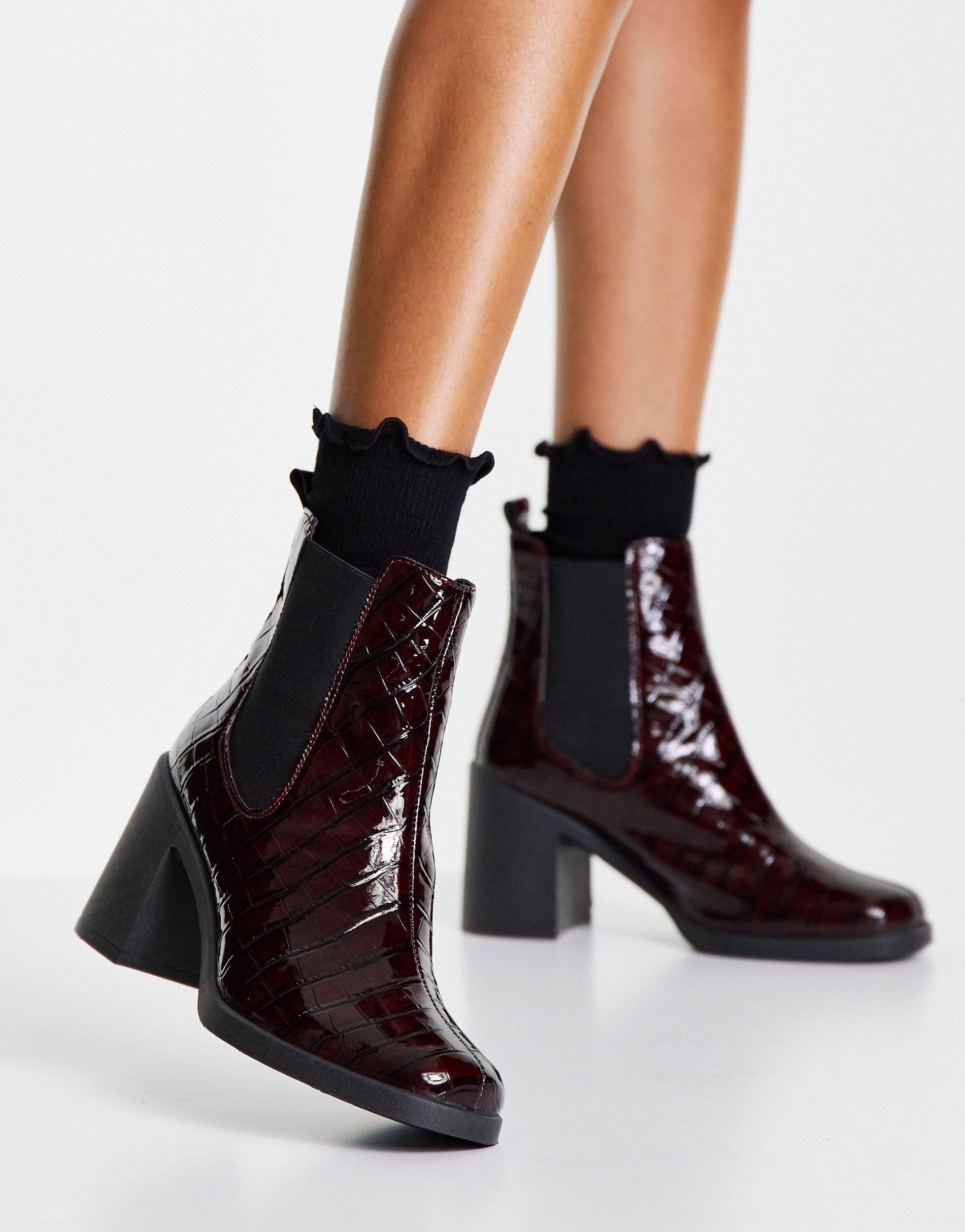 patent croc ankle boots