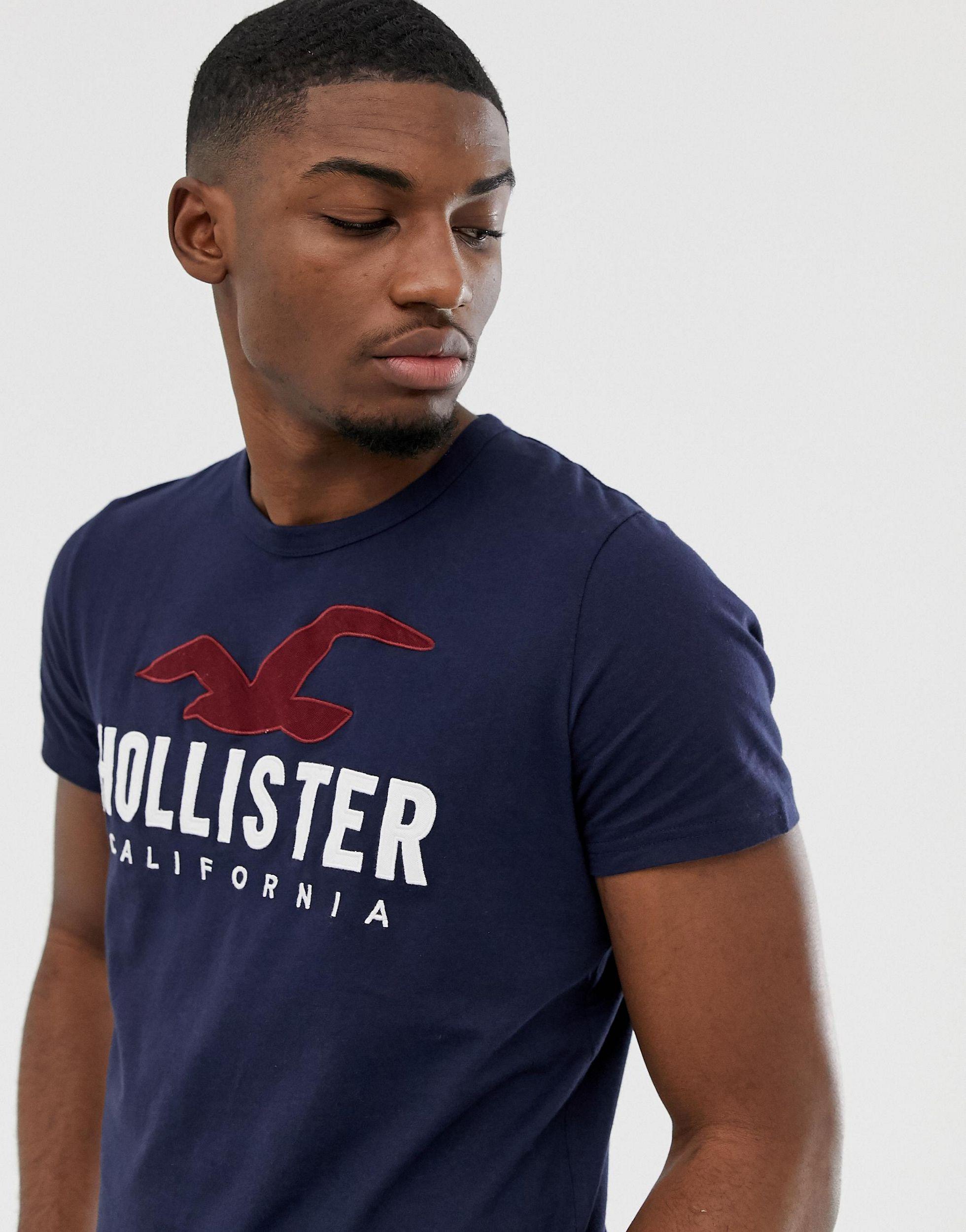 Camiseta azul marino con logo Hollister de de color Azul | Lyst