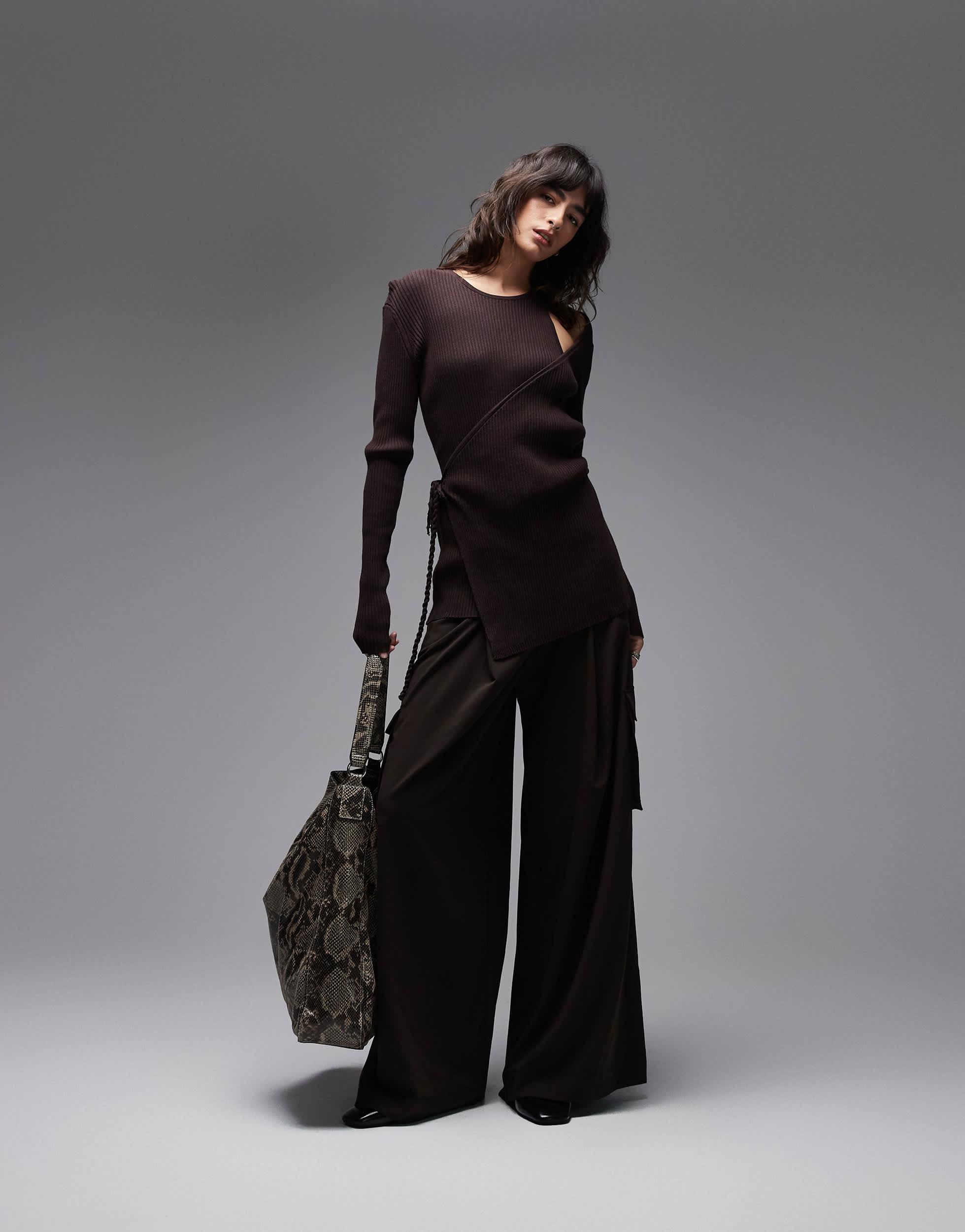 ARKET Cut Out Long Sleeve Wrap Top in Black | Lyst