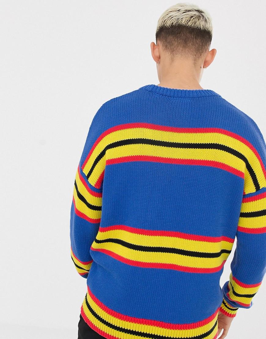 collusion crew neck jumper in stripe